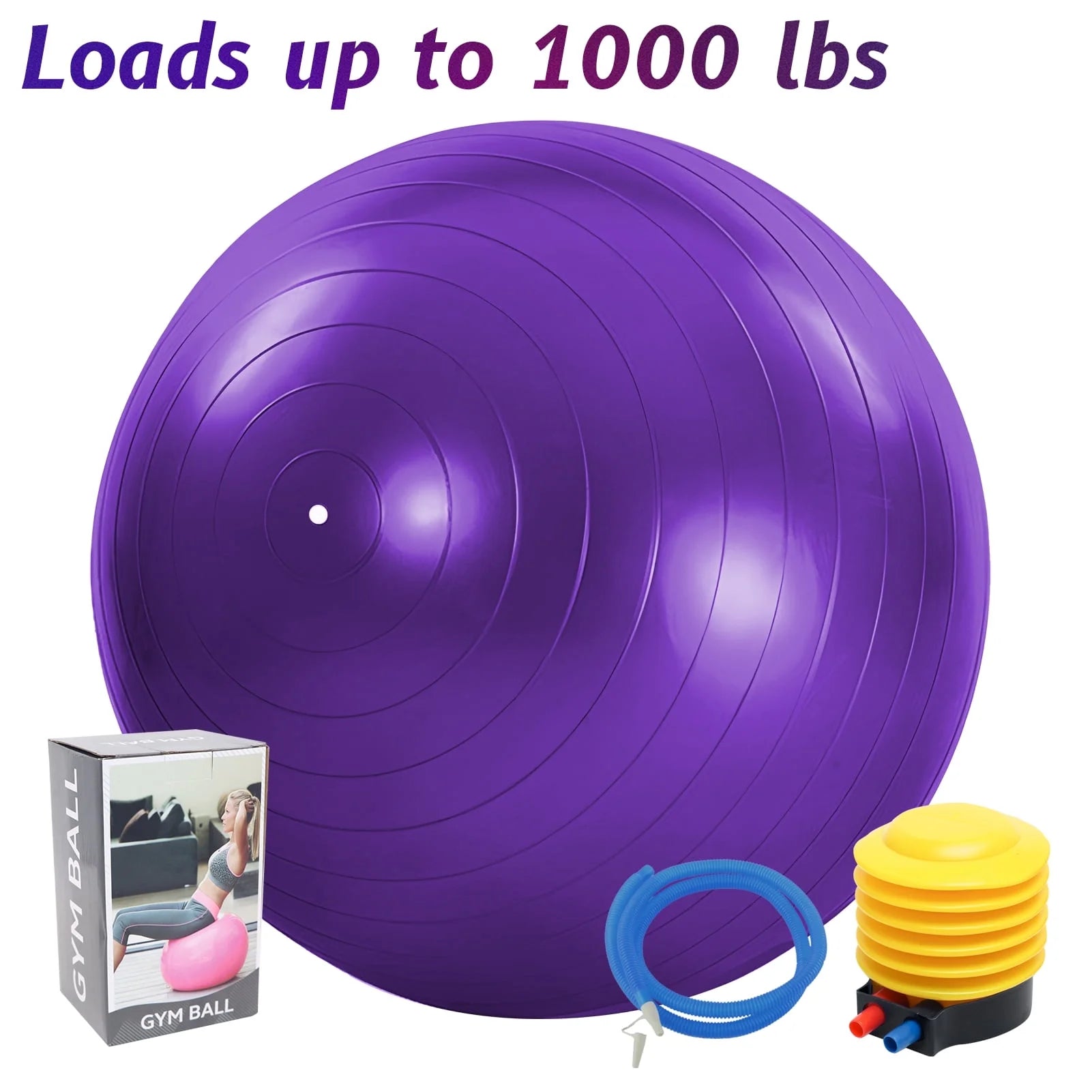 Exercise Ball Yoga Ball, 75Cm Large Anti-Burst Gym Grade Birthing Ball for Pregnancy, Fitness, Balance, Pilates Workout and Physical Therapy, Extra Thick Stability Balls with Quick Pump