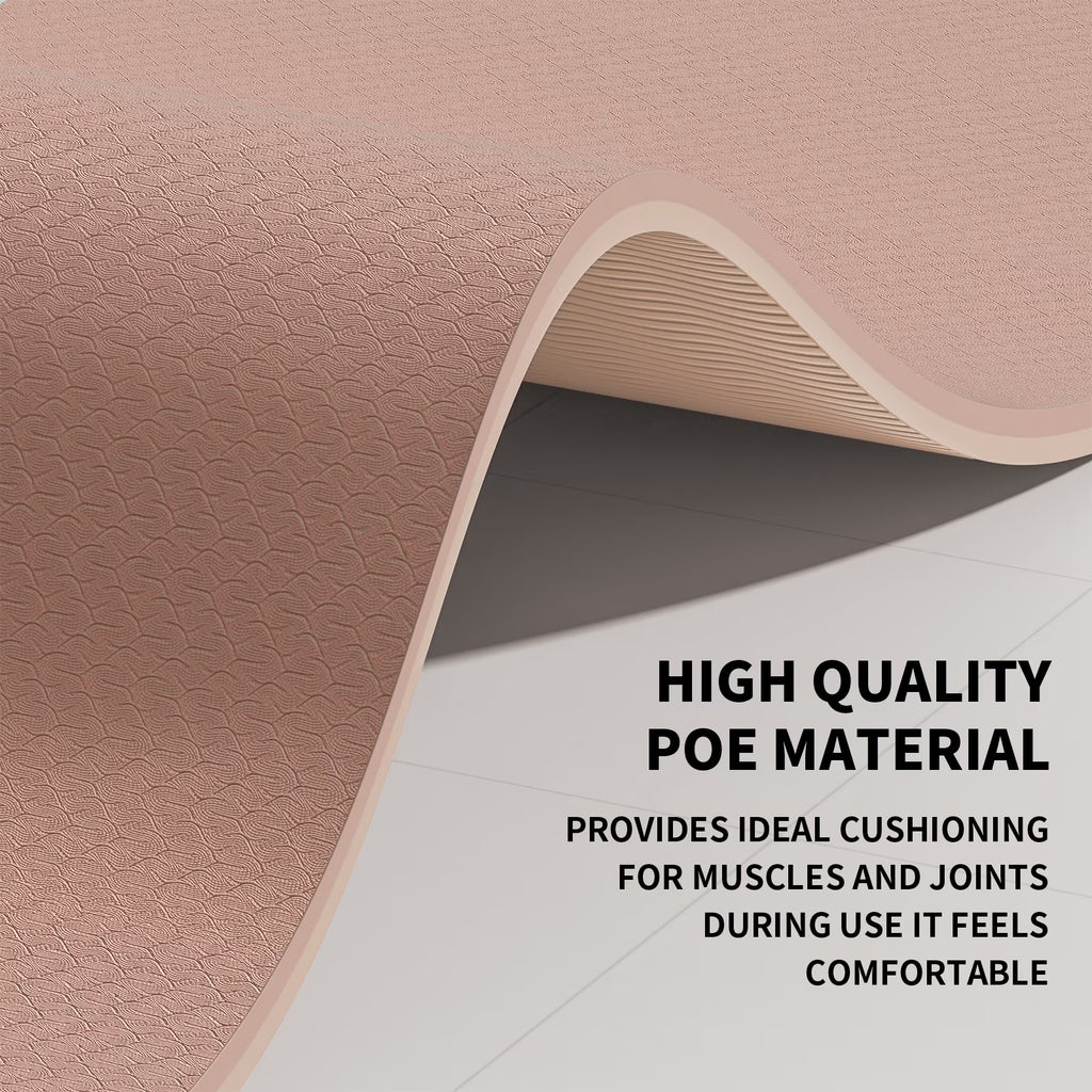 8Mm Large Yoga Mat (6'X 4') with Soft Fabric - Extra Long and Wide 72 X 48 X 0.32 Inches, Non-Slip Surface, Eco-Friendly, Lightweight, Thick Wide Yoga Mat for Home Workouts.(Brown+Apricot)