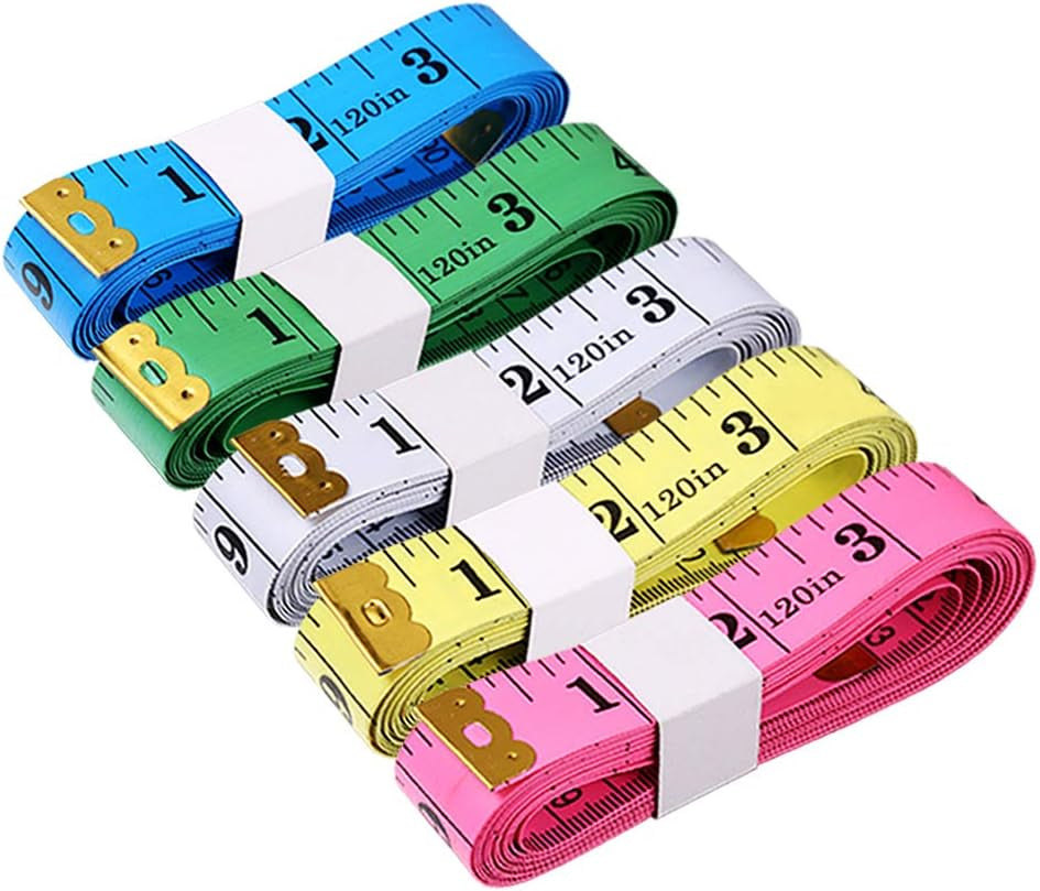 Tape Measure Body Measuring Tape, 120 Inch Soft Fabric Measuring Tape for Cloth Measurement, Double Scale Tailor Ruler for Weight Loss Medical Measurement Nursing Craft(5 Pack)