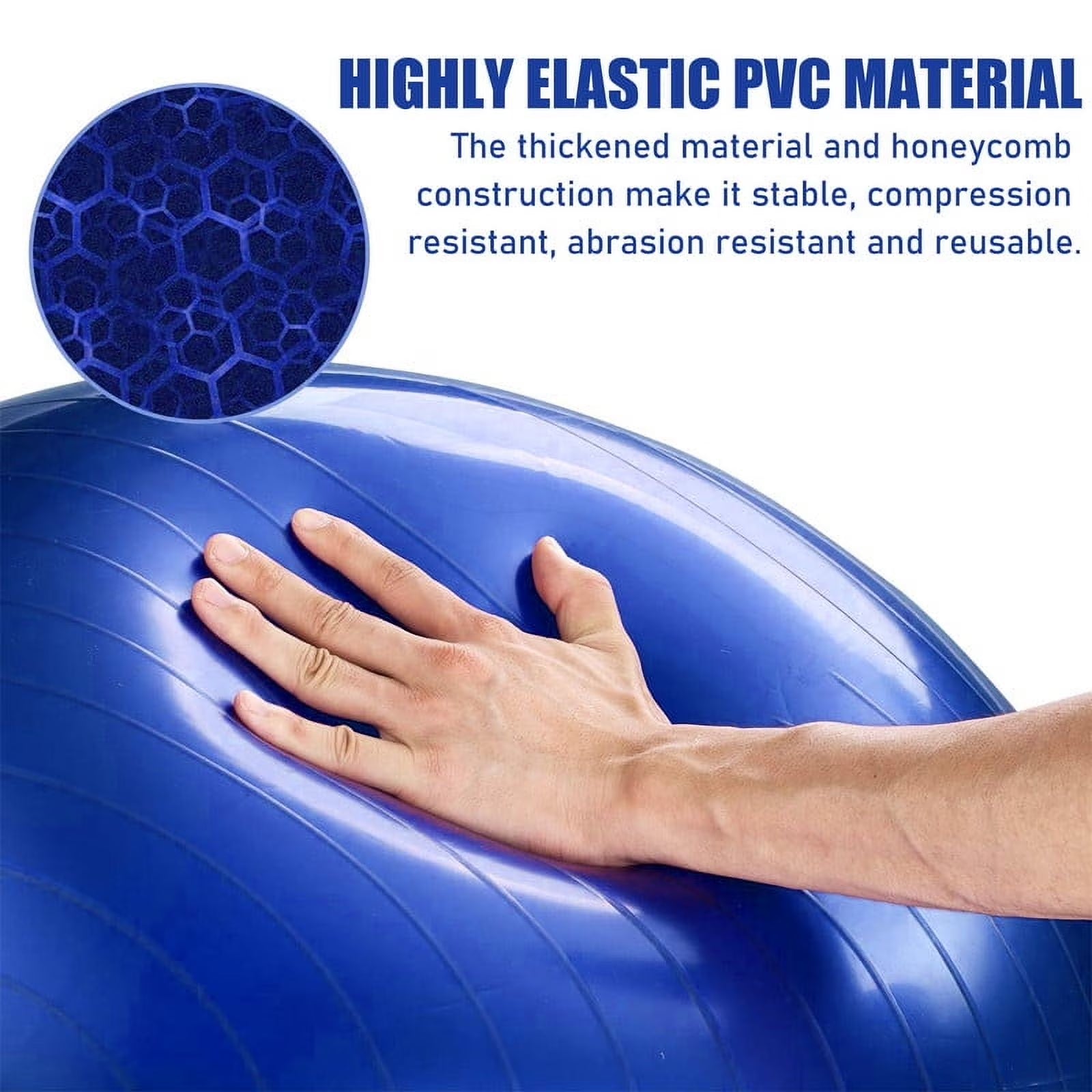 Exercise Ball Yoga Ball, 75Cm Large Anti-Burst Gym Grade Birthing Ball for Pregnancy, Fitness, Balance, Pilates Workout and Physical Therapy, Extra Thick Stability Balls with Quick Pump, Blue