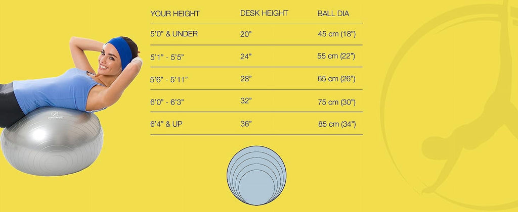 Innotech Extra Thick Yoga Ball Exercise Ball, 5 Sizes Gym Ball, Heavy Duty Ball Chair for Balance, Stability, Pregnancy, Quick Pump Included.