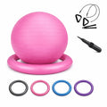 65Cm Yoga Ball with Base & Resistance Bands – Anti-Burst Matte Stability Ball – 750 Lb Capacity – Includes Pump & Straps – 1 Pack – Pink