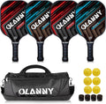 OLANNY Graphite Pickleball Paddles Set- Premium Rackets Fiber Face & Polymer Honeycomb Core Pickleball Set Includes Pickleball Paddles + Pickleball Balls+ Replacement Soft Grip + 1 Bag