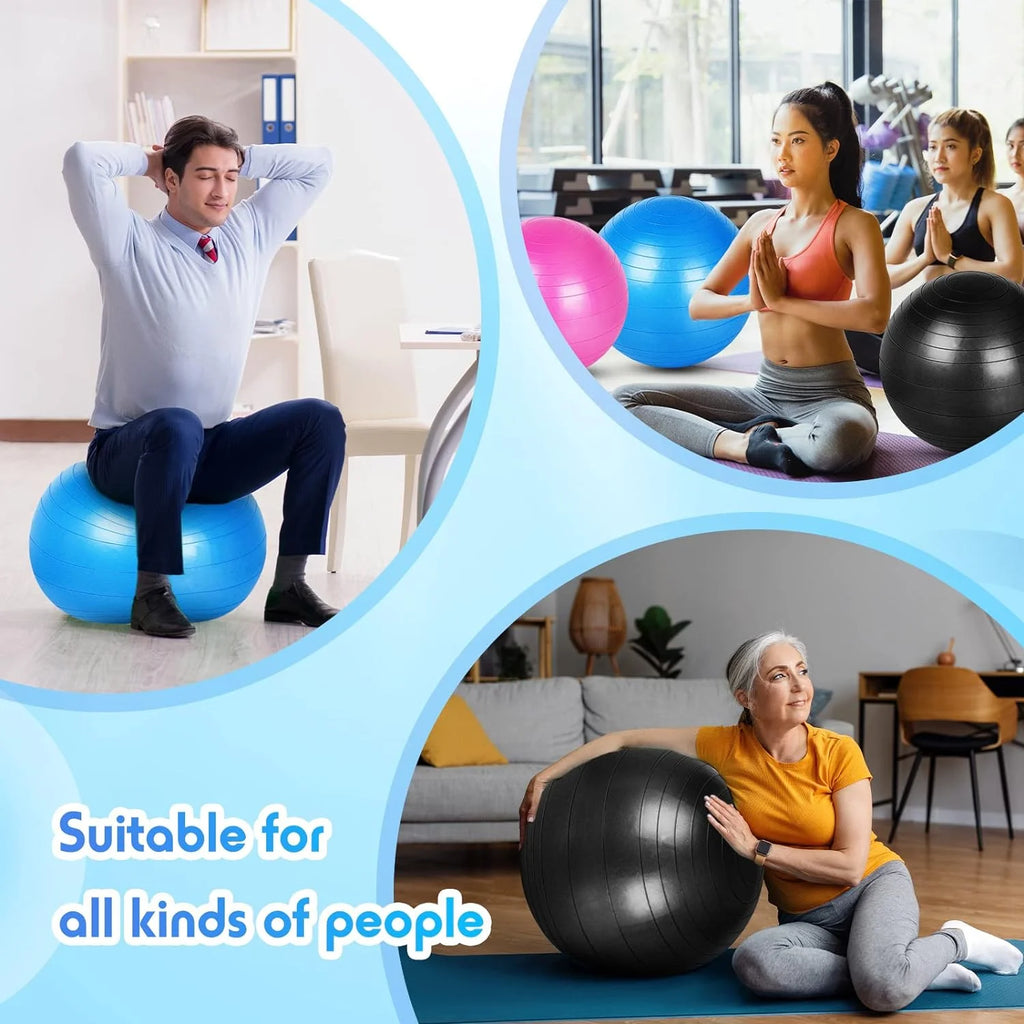 Innotech Extra Thick Yoga Ball Exercise Ball, 5 Sizes Gym Ball, Heavy Duty Ball Chair for Balance, Stability, Pregnancy, Quick Pump Included.