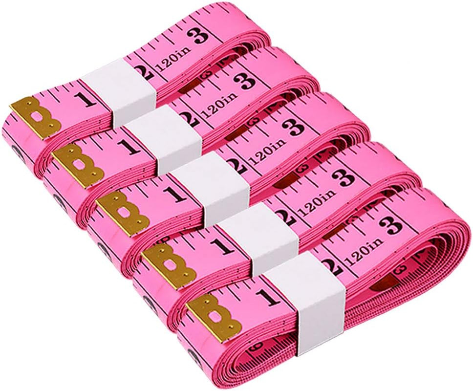 Tape Measure Body Measuring Tape, 120 Inch Soft Fabric Measuring Tape for Cloth Measurement, Double Scale Tailor Ruler for Weight Loss Medical Measurement Nursing Craft(5 Pack)