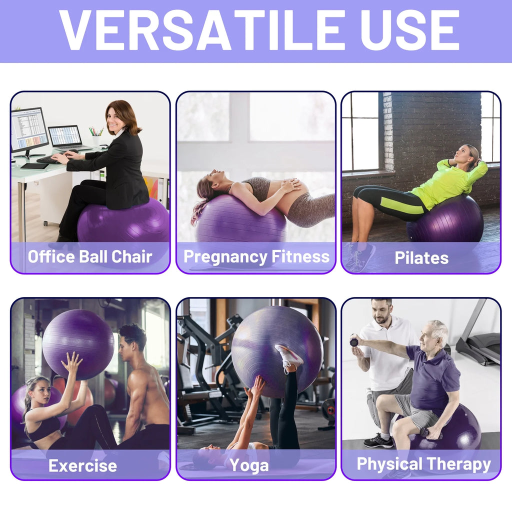 Exercise Ball Yoga Ball, 75Cm Large Anti-Burst Gym Grade Birthing Ball for Pregnancy, Fitness, Balance, Pilates Workout and Physical Therapy, Extra Thick Stability Balls with Quick Pump