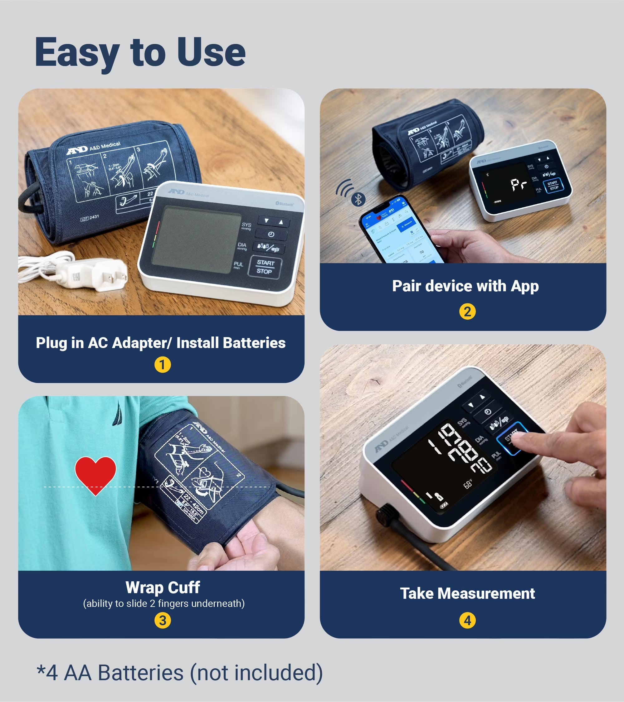 UA-910BLE Bluetooth Heart Rate Detection Upper Arm Blood Pressure Monitor with Bluetooth