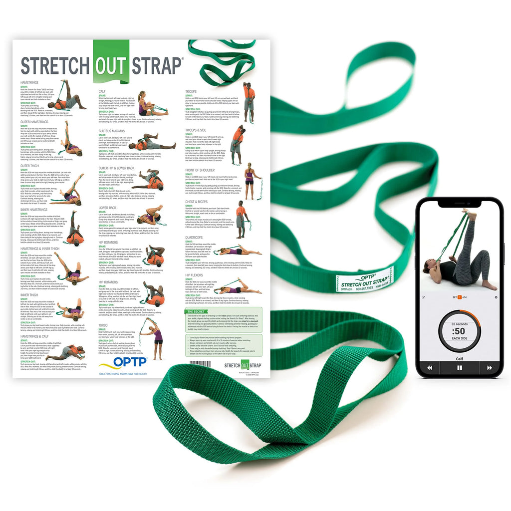 The Original Stretch Out Strap with Exercise Poster, USA Made Top Choice Stretch Out Straps for Physical Therapy, Yoga Stretching Strap or Knee Therapy Strap by
