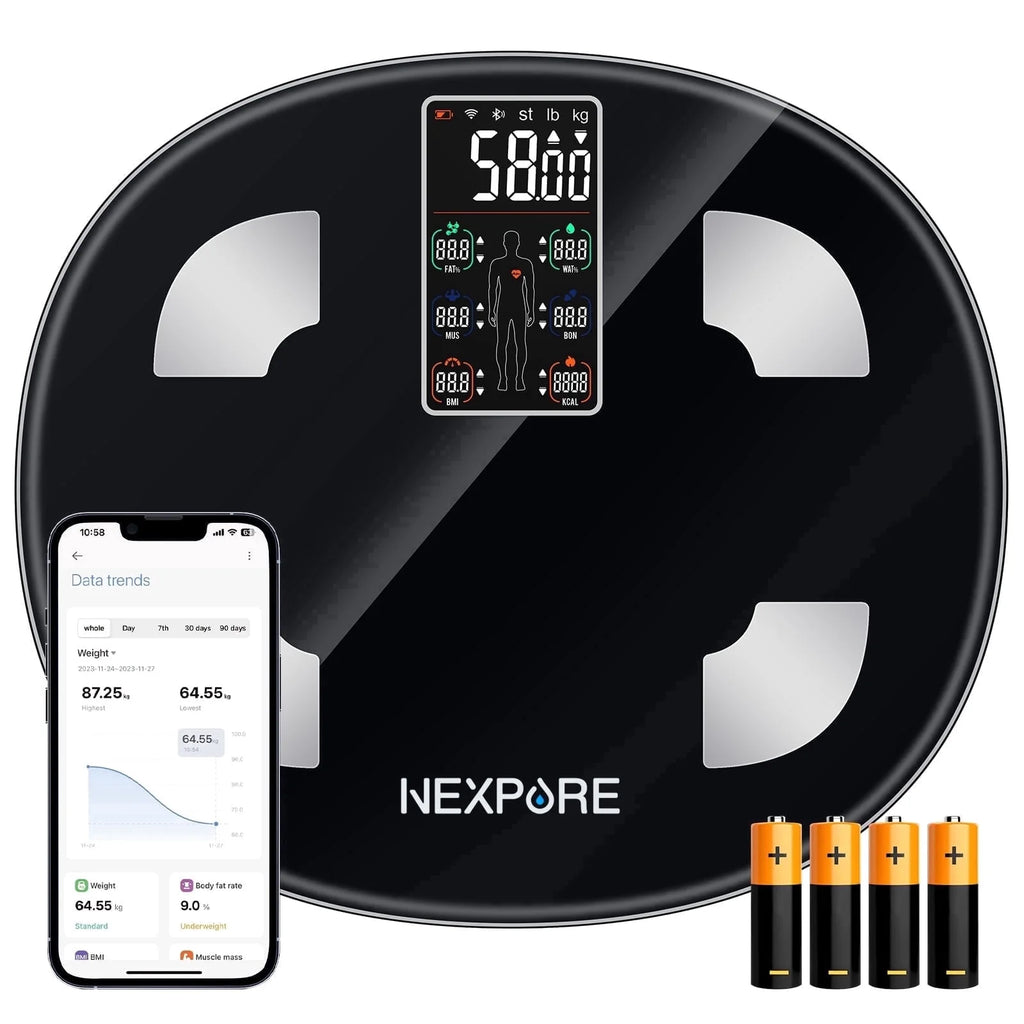 Smart Body Weight Scale, 24-In-1 Digital BMI Bathroom Scale, with Body Fat & Muscle Mass, Bluetooth, 400Lb