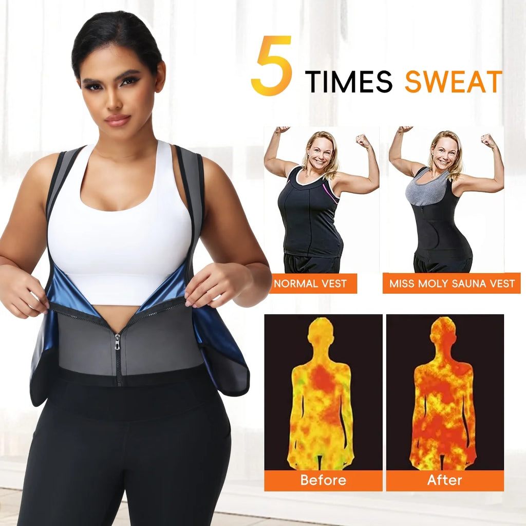 Women'S Hot Sauna Workout Waist Trainer Vest Corset Trimmer Belt Sweat Slimming Body Shaper