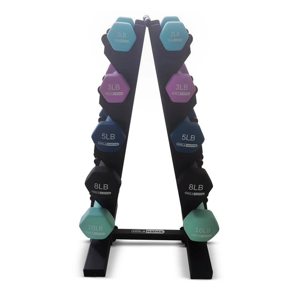 2, 3, 5, 8, & 10 Lb Neoprene Dumbbell Weight Set W/ Rack, Pastel