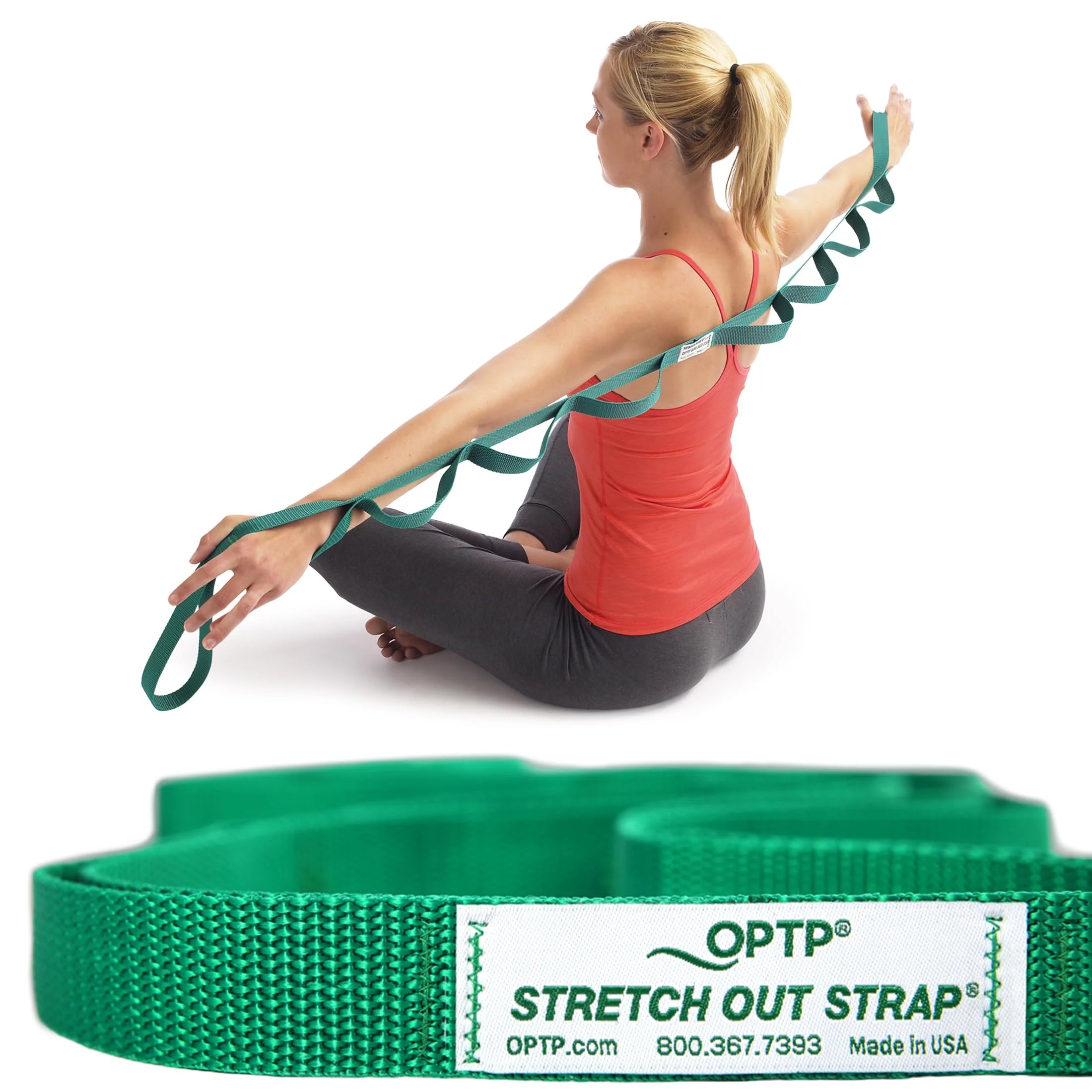 The Original Stretch Out Strap with Exercise Poster, USA Made Top Choice Stretch Out Straps for Physical Therapy, Yoga Stretching Strap or Knee Therapy Strap by