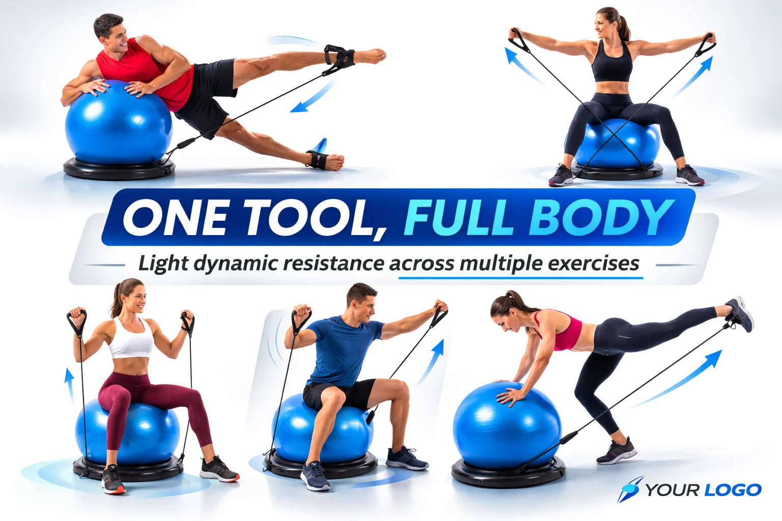 65Cm Yoga Ball with Base & Resistance Bands – Anti-Burst Matte Stability Ball – 750 Lb Capacity – Includes Pump & Straps – 1 Pack –Silver
