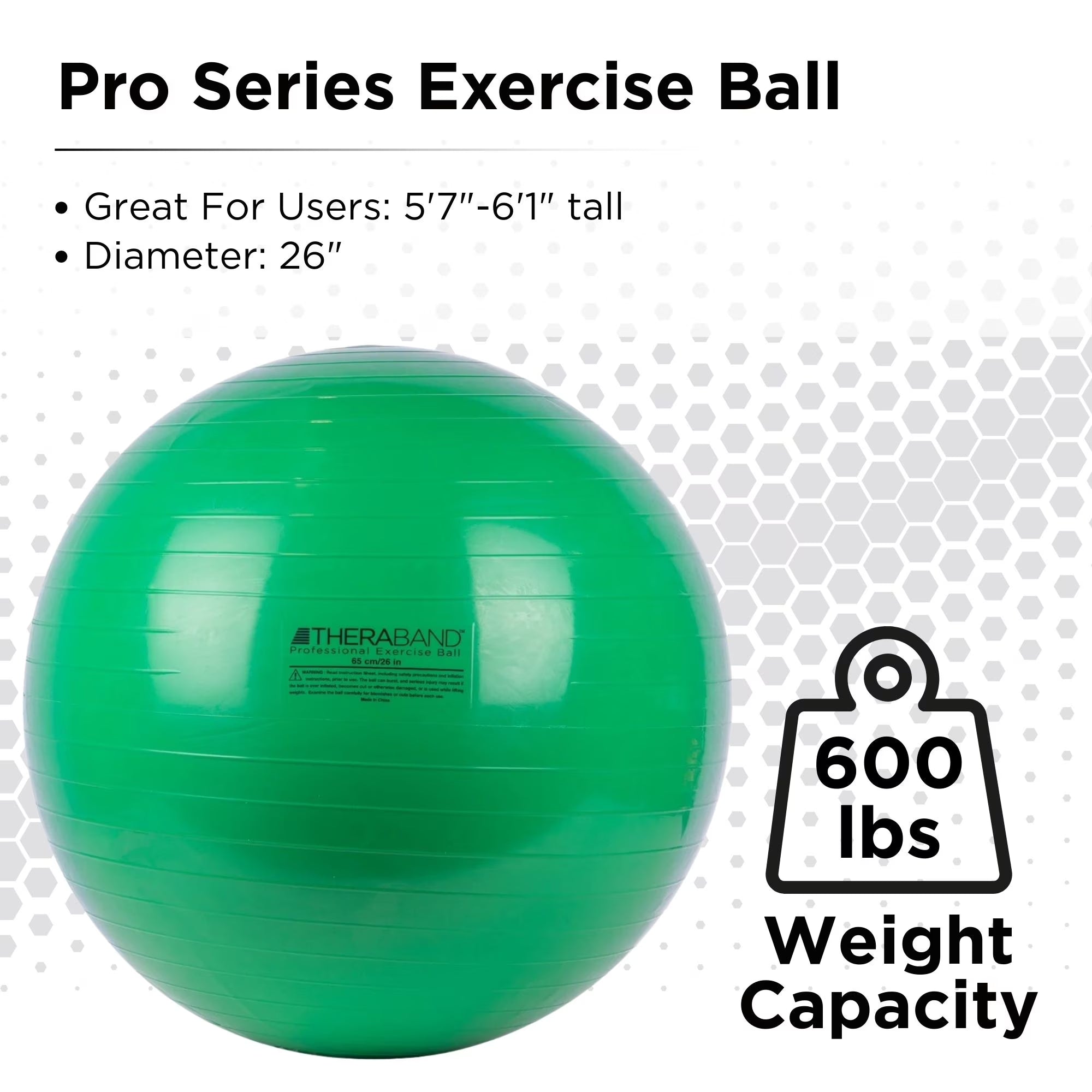65 Cm Green Exercise Ball - Stability, Core Exercises, Weight Workout & Resistance