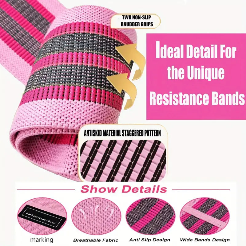 Fabric Resistance Bands for Legs and Butt Home Workout - Non Slip Booty Bands Set
