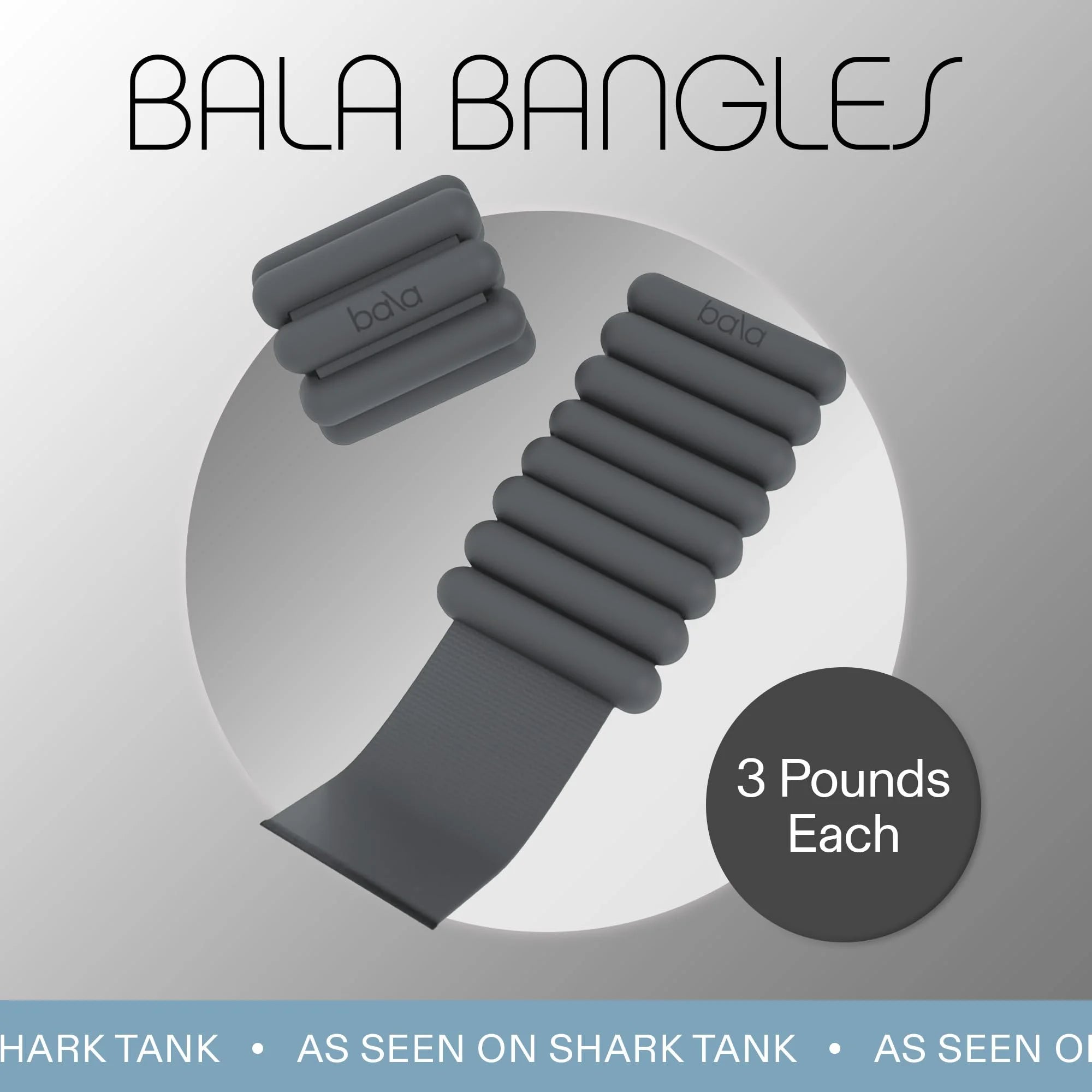 Bangles Wrist & Ankle Weights for Women & Men (Charcoal) - 3 Pound Silicone Bracelet Set