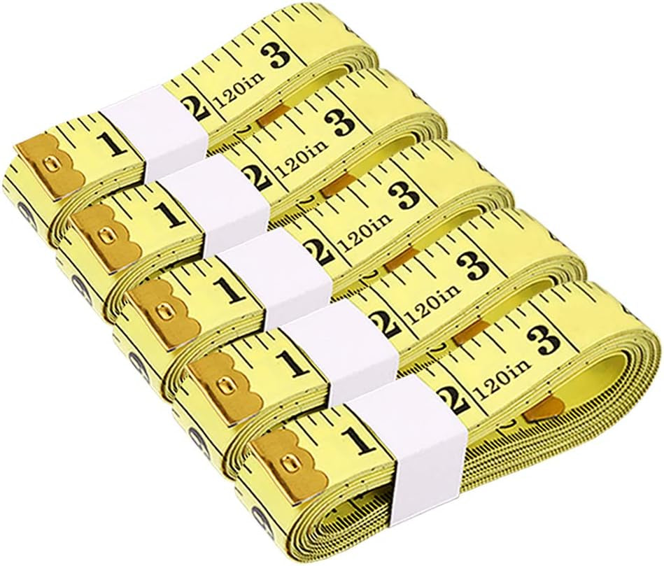 Tape Measure Body Measuring Tape, 120 Inch Soft Fabric Measuring Tape for Cloth Measurement, Double Scale Tailor Ruler for Weight Loss Medical Measurement Nursing Craft(5 Pack)