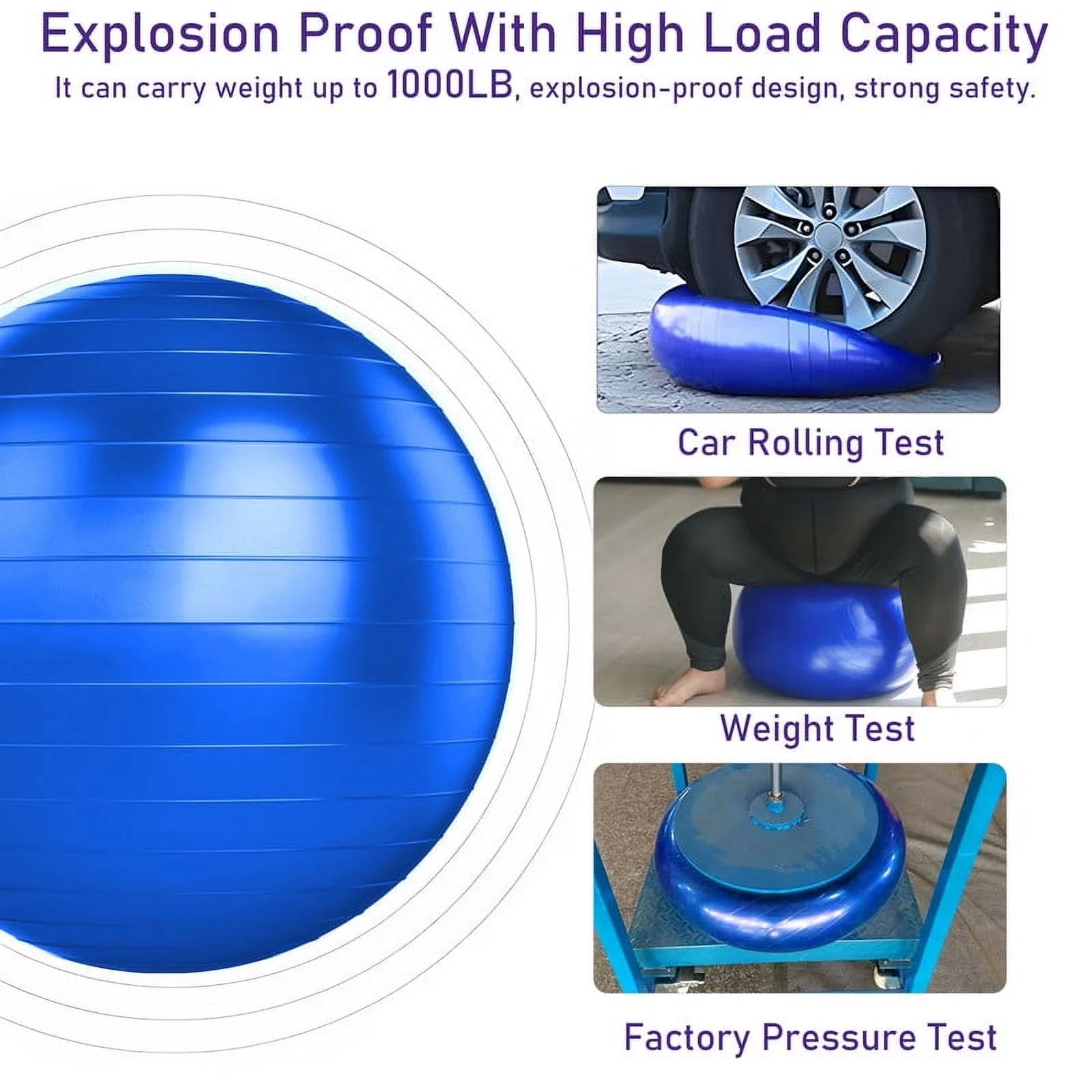 Exercise Ball Yoga Ball, 75Cm Large Anti-Burst Gym Grade Birthing Ball for Pregnancy, Fitness, Balance, Pilates Workout and Physical Therapy, Extra Thick Stability Balls with Quick Pump, Blue
