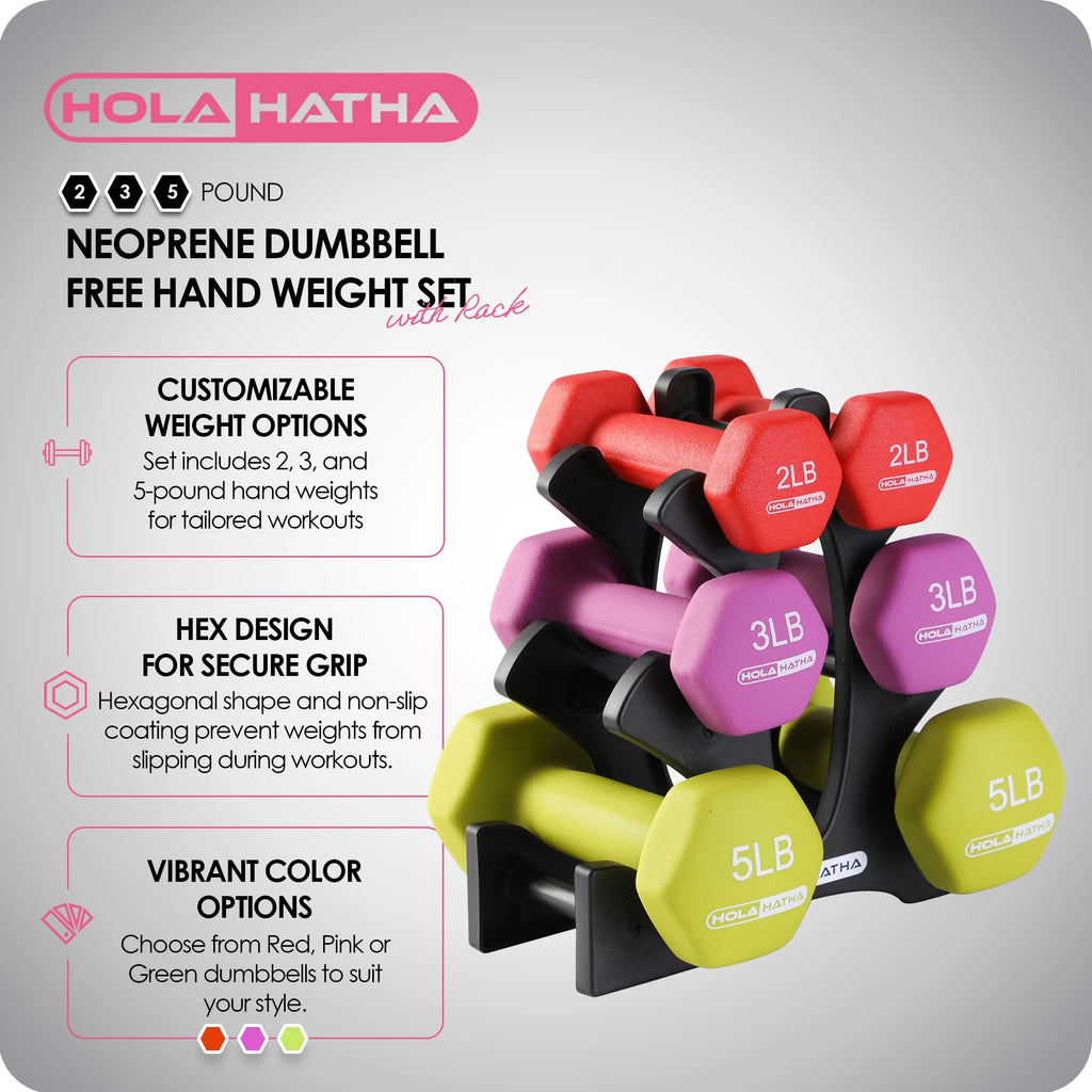 Neoprene Dumbbell Weight Set with Rack 2-5 Lbs