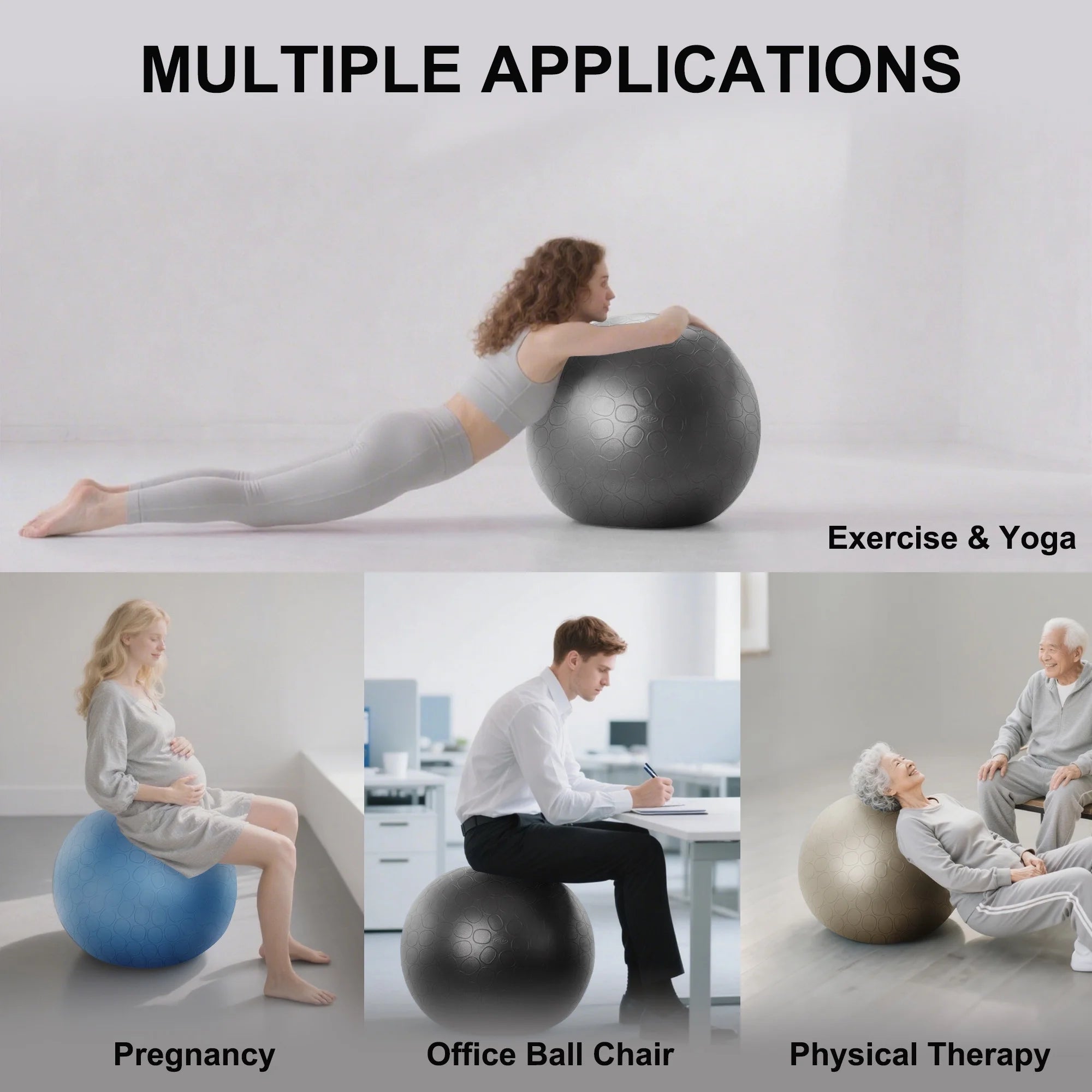 75Cm Exercise Yoga Ball, anti Burst Free Air Pump for Fitness, Balance and Gym Workout