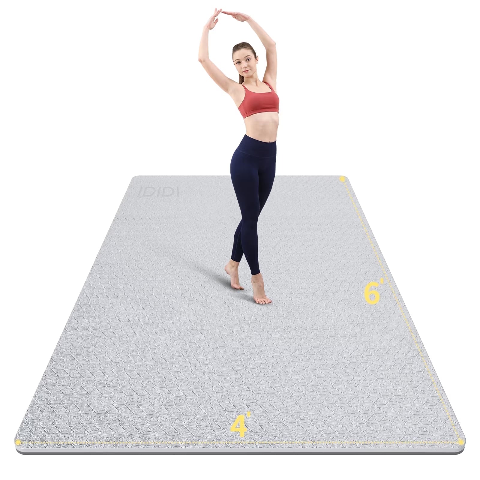 8Mm Large Yoga Mat (6'X 4') with Soft Fabric - Extra Long and Wide 72 X 48 X 0.32 Inches, Non-Slip Surface, Eco-Friendly, Lightweight, Thick Wide Yoga Mat for Home Workouts.(Brown+Apricot)