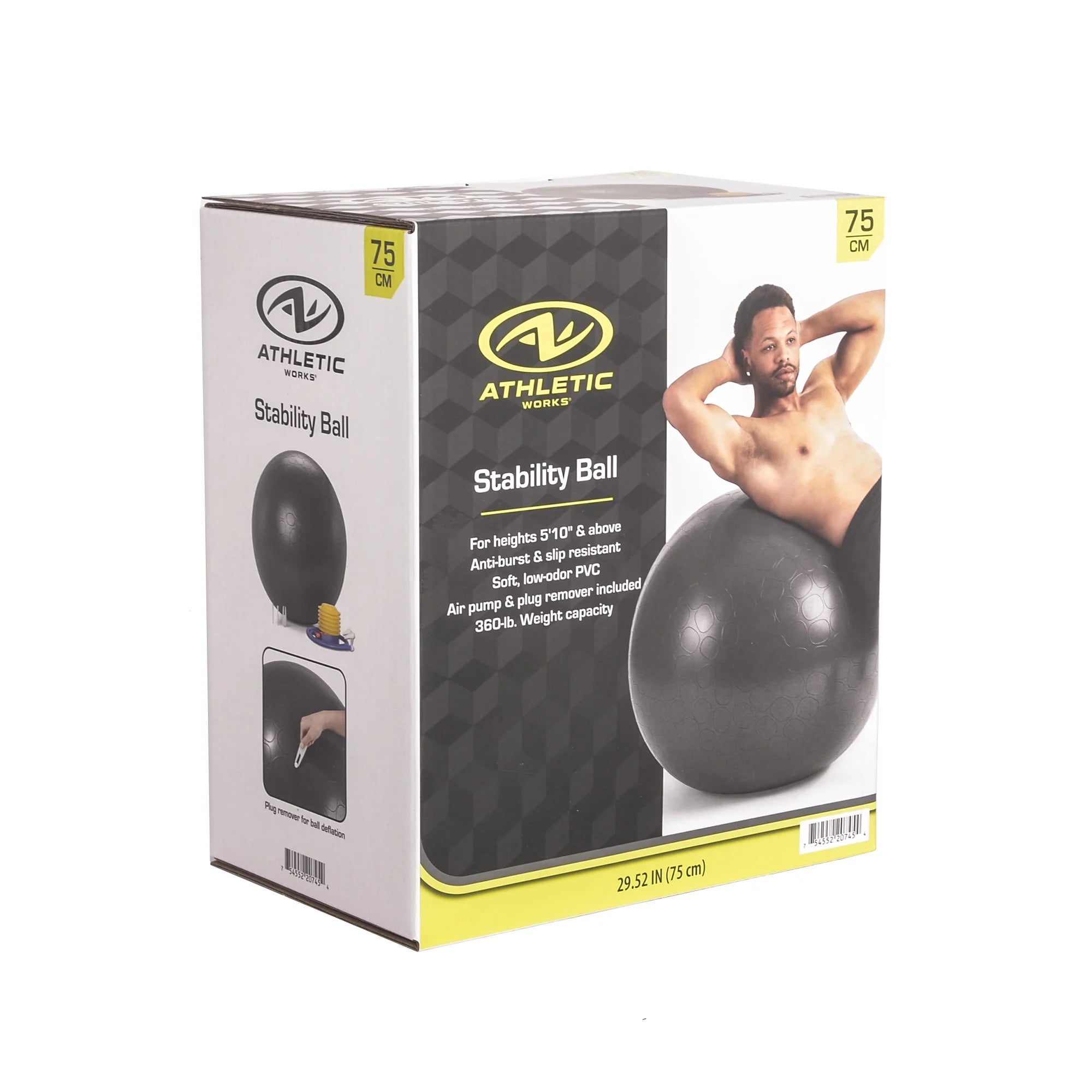 75Cm Exercise Yoga Ball, anti Burst Free Air Pump for Fitness, Balance and Gym Workout