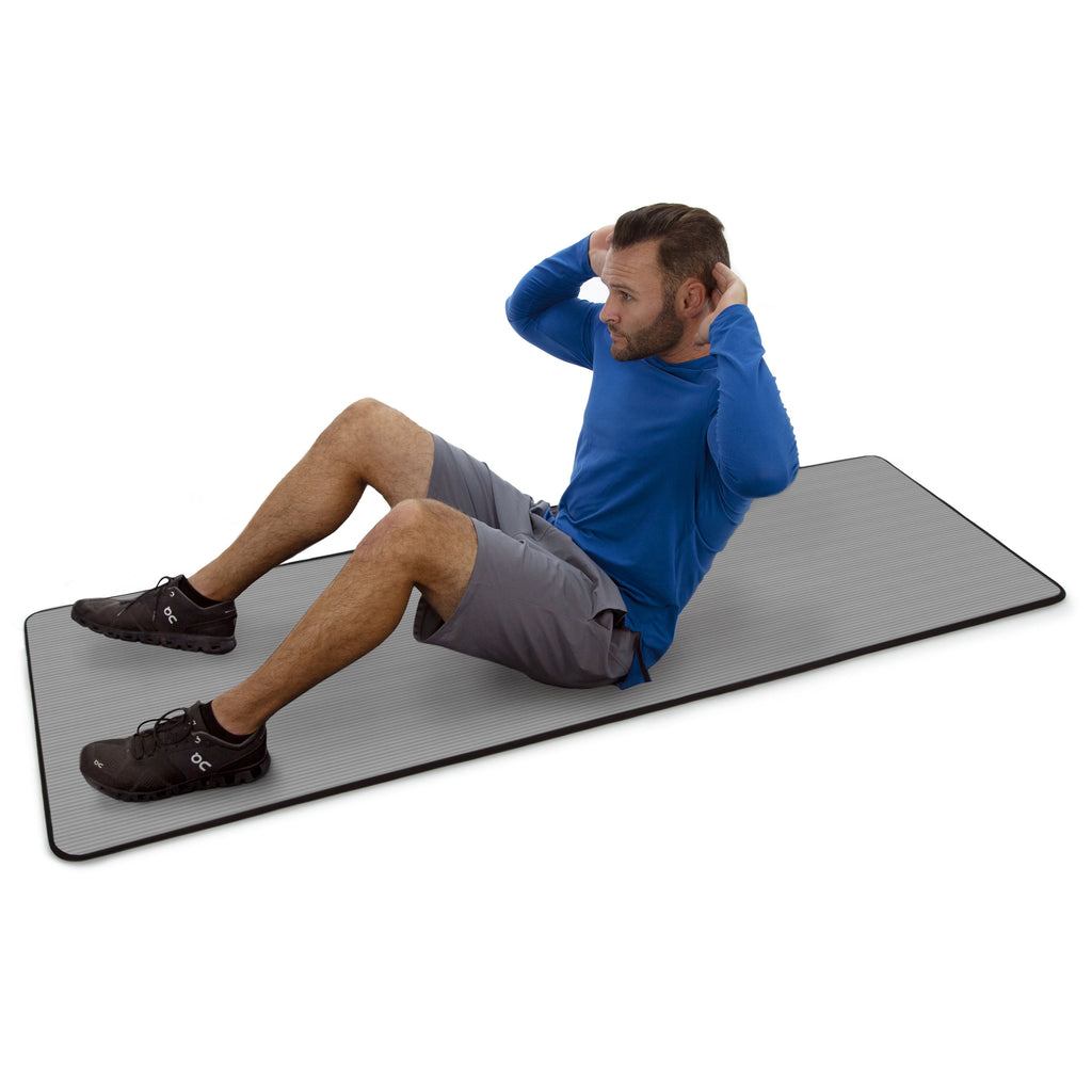 - Multi-Purpose Fitness Mat 8Mm - Padded, Skid & Tear Resistant 24" X 72" Gray