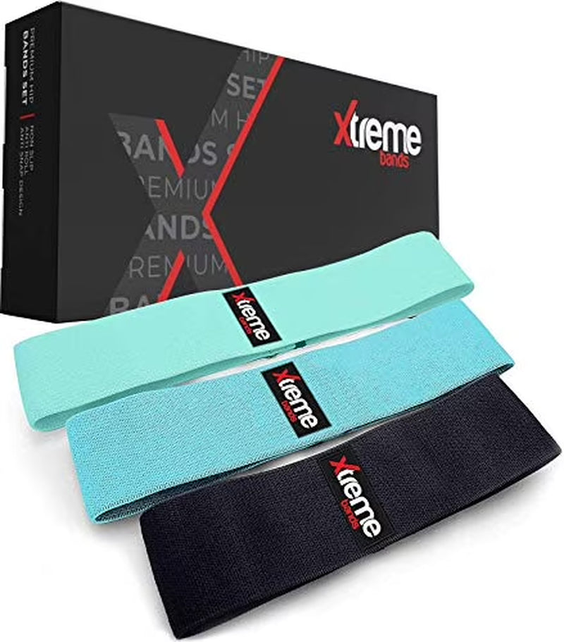 Fabric Resistance Bands Set, 3 Pack (Light, Medium, Heavy) Non-Slip Workout Bands