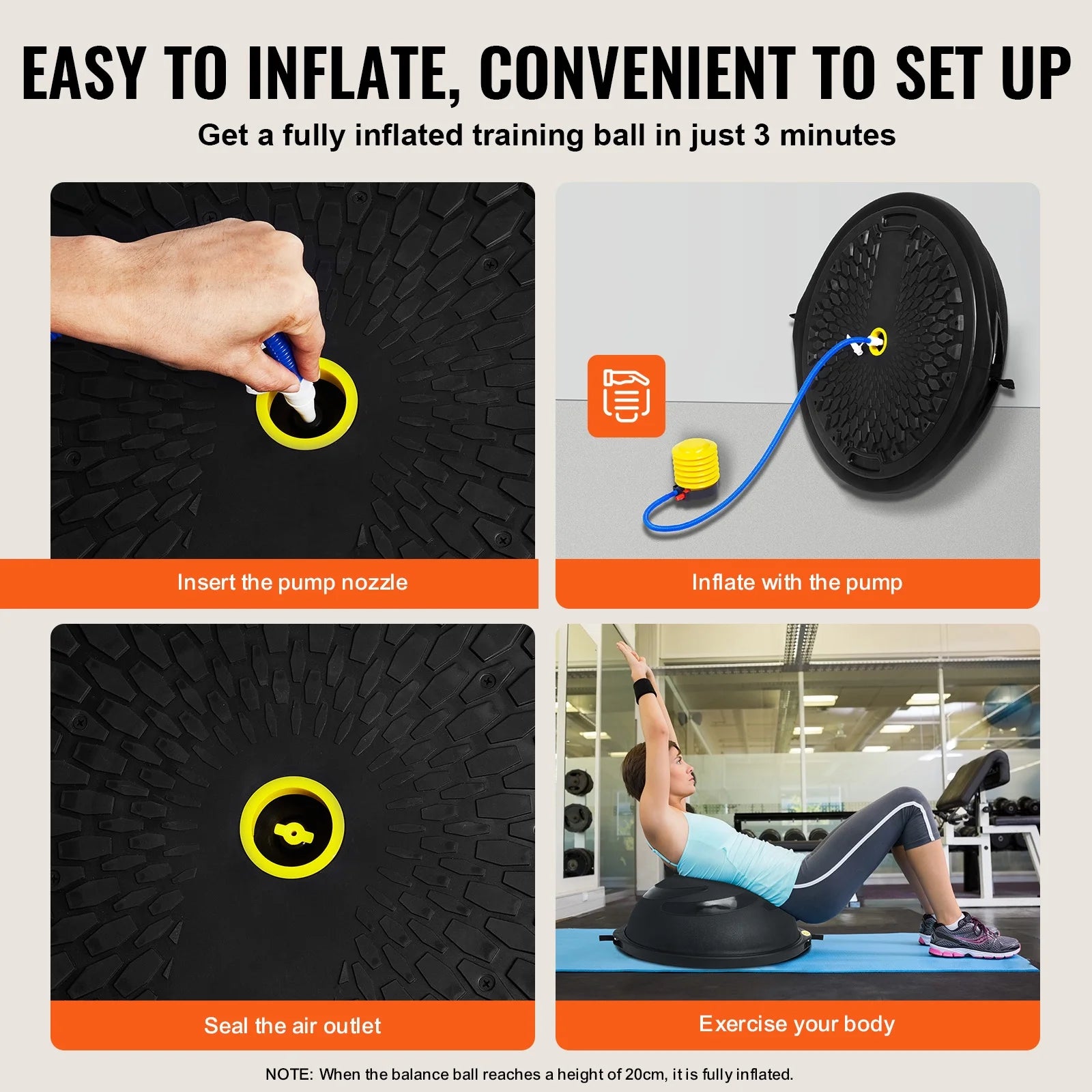 Half Balance Ball Trainer, 25-Inch Stability Ball with a 1500Lbs Weight Limit, Includes Resistance Bands & Foot Pump for a Comprehensive Home Gym Experience, Ideal for Full Body Fitness, Black