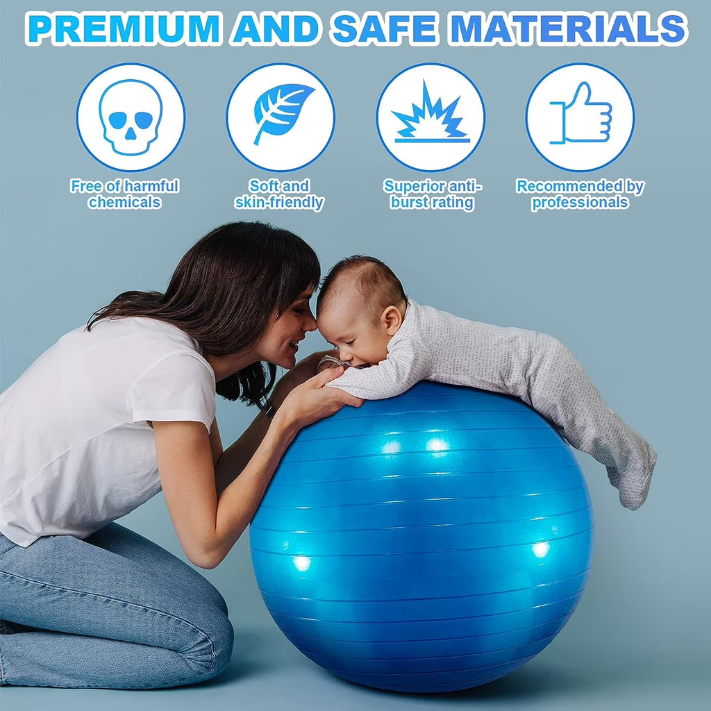 Innotech Extra Thick Yoga Ball Exercise Ball, 5 Sizes Gym Ball, Heavy Duty Ball Chair for Balance, Stability, Pregnancy, Quick Pump Included.