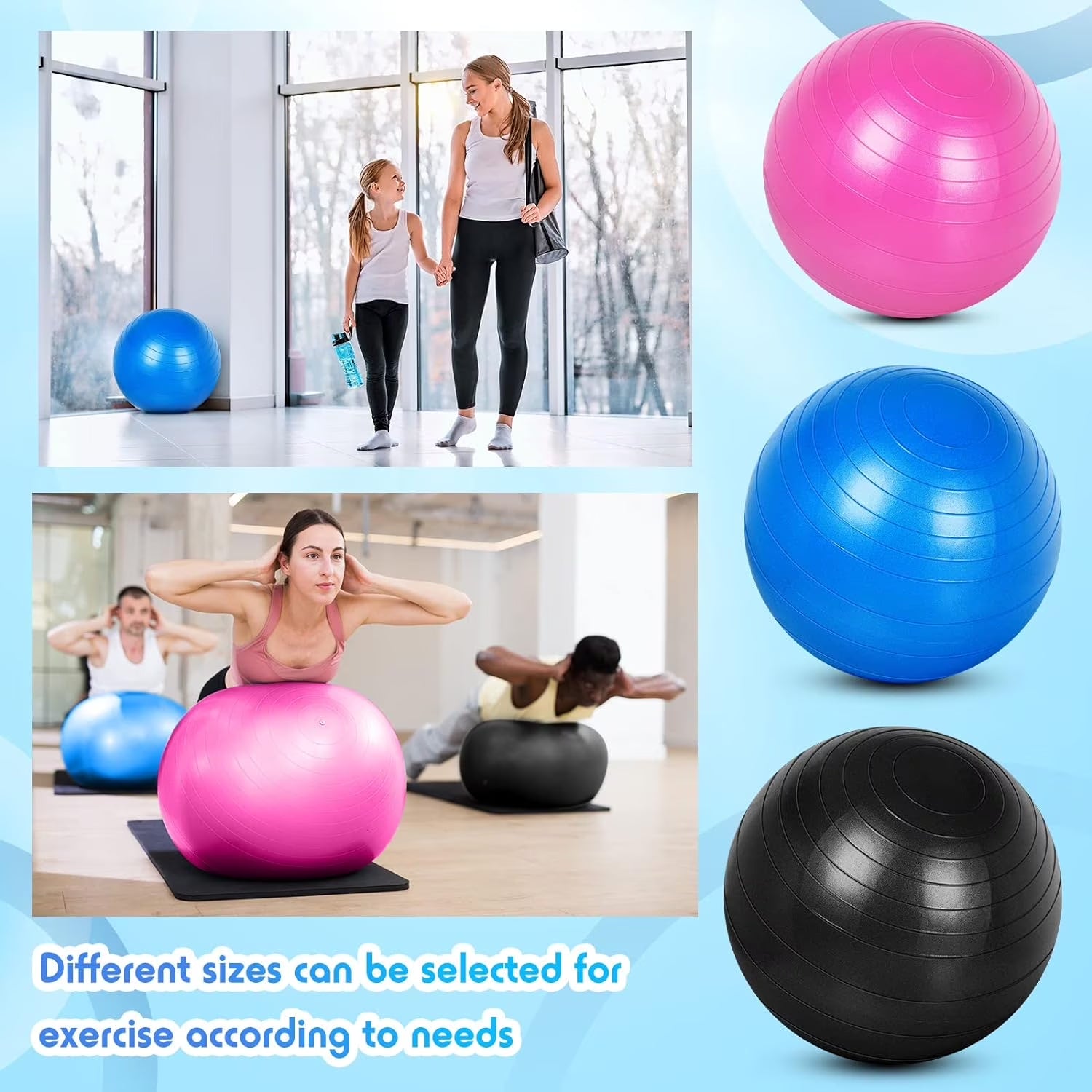 Innotech Extra Thick Yoga Ball Exercise Ball, 5 Sizes Gym Ball, Heavy Duty Ball Chair for Balance, Stability, Pregnancy, Quick Pump Included.