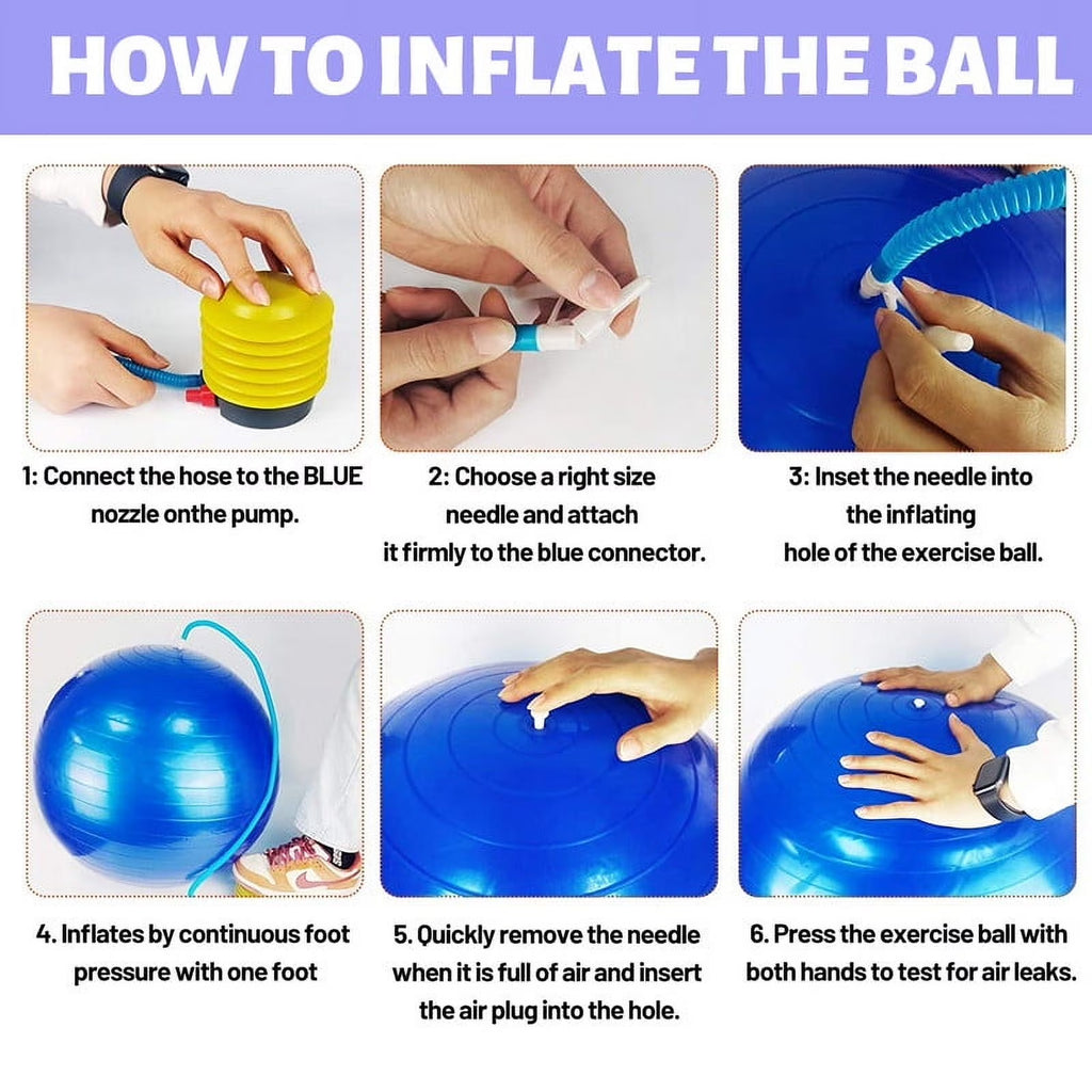 Exercise Ball Yoga Ball, 75Cm Large Anti-Burst Gym Grade Birthing Ball for Pregnancy, Fitness, Balance, Pilates Workout and Physical Therapy, Extra Thick Stability Balls with Quick Pump, Blue