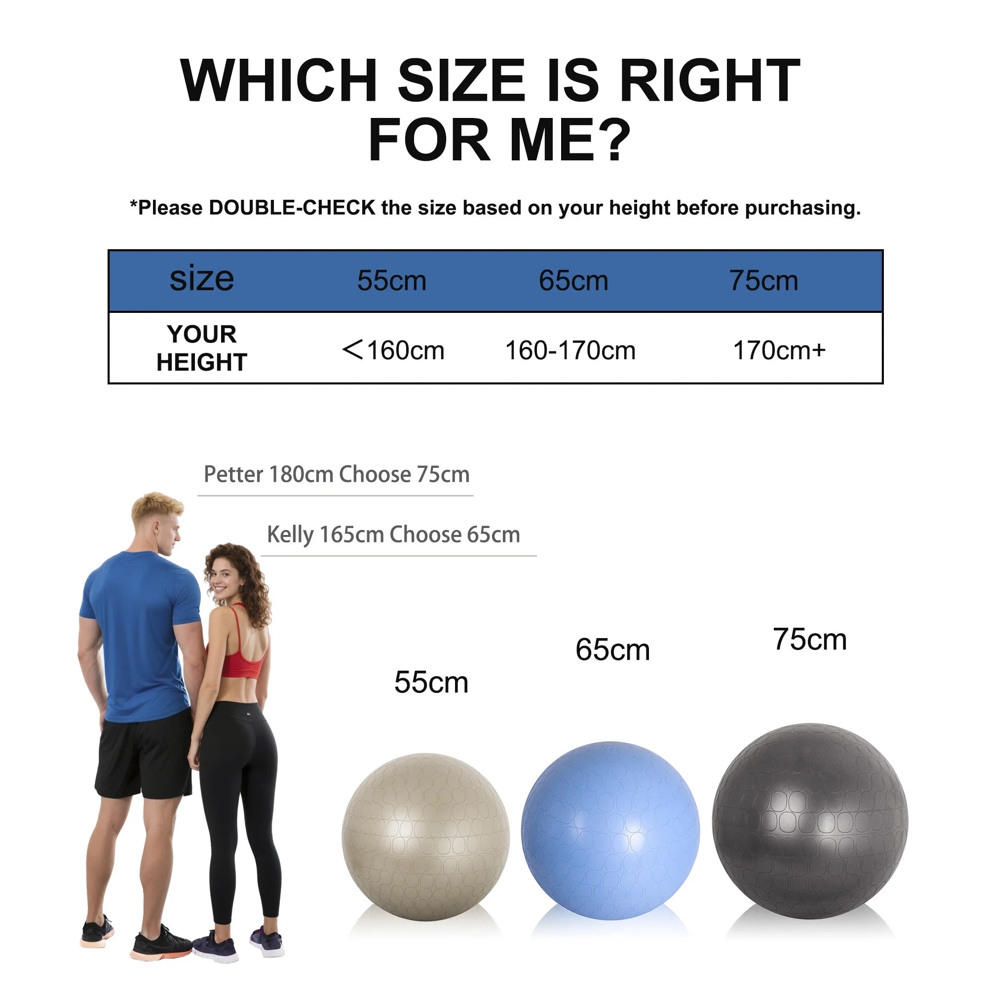 75Cm Exercise Yoga Ball, anti Burst Free Air Pump for Fitness, Balance and Gym Workout