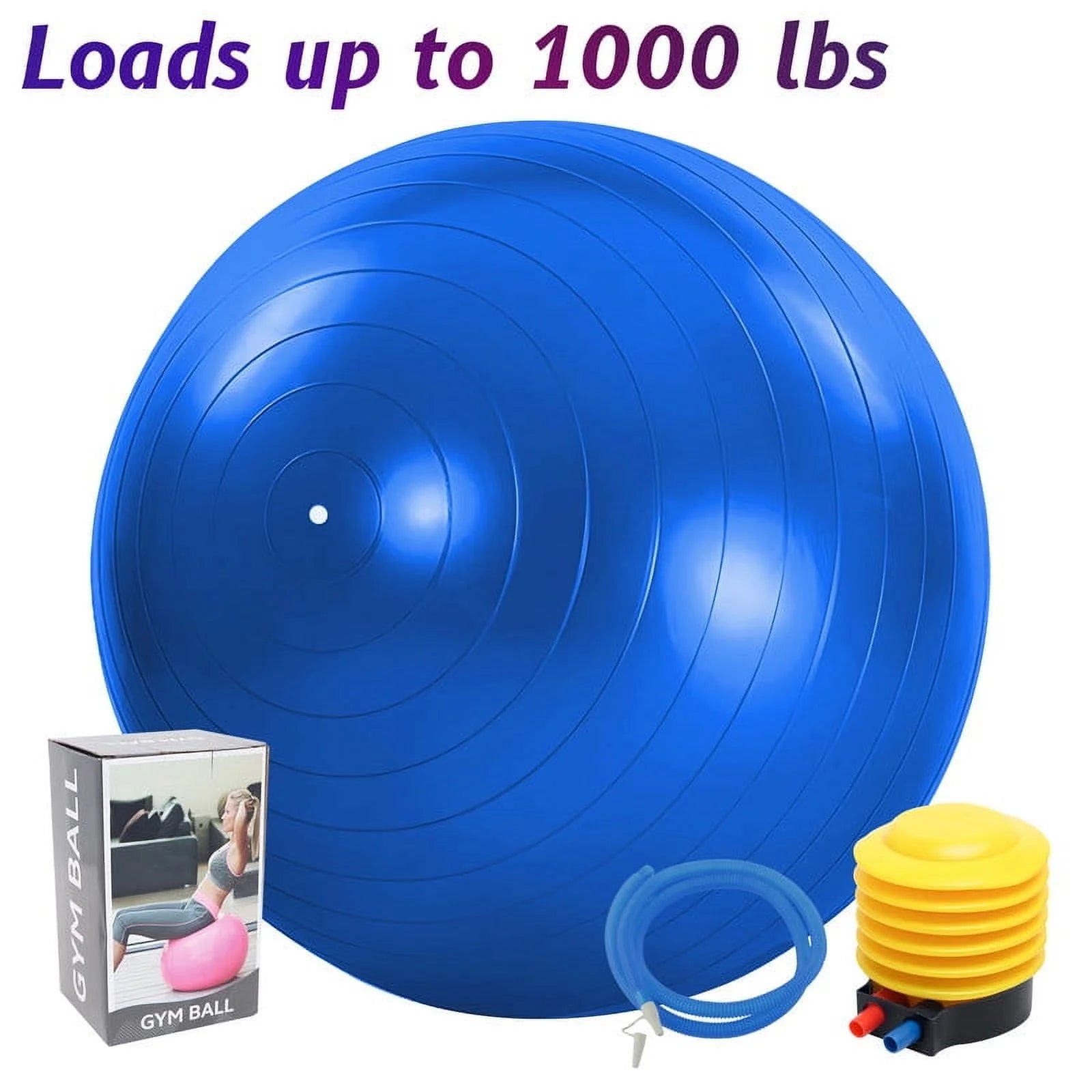 Exercise Ball Yoga Ball, 75Cm Large Anti-Burst Gym Grade Birthing Ball for Pregnancy, Fitness, Balance, Pilates Workout and Physical Therapy, Extra Thick Stability Balls with Quick Pump, Blue