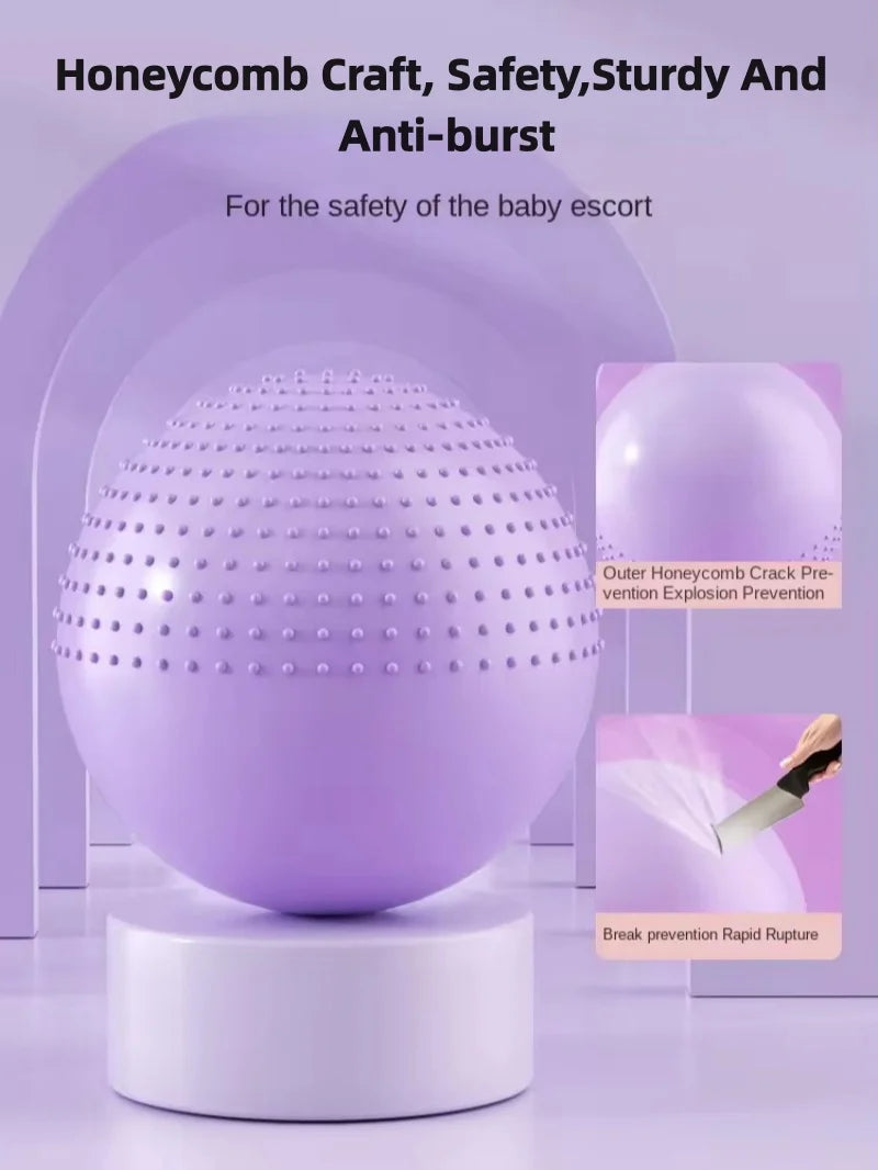 65 Cm (25.5 Inch) 2-In-1 Massage & Yoga Exercise Ball with Pump, Anti-Burst Stability Ball for Fitness, Pregnancy, Office Chair & Balance Training, Purple