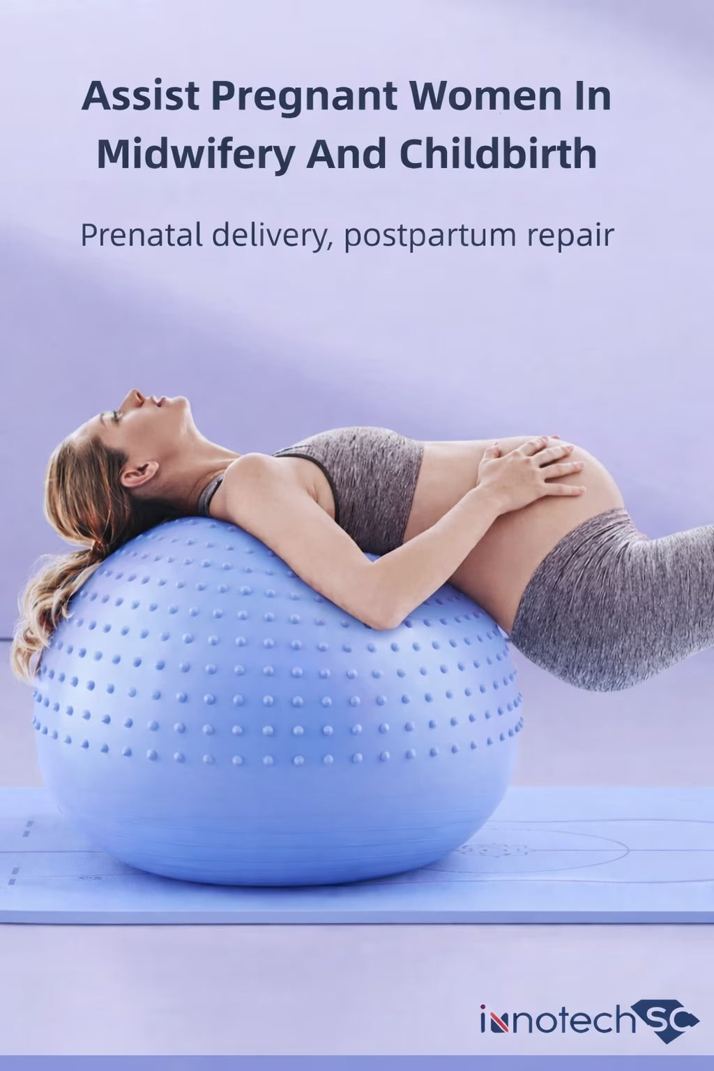 65 Cm (25.5 Inch) 2-In-1 Massage & Yoga Exercise Ball with Pump, Anti-Burst Stability Ball for Fitness, Pregnancy, Office Chair & Balance Training, Blue