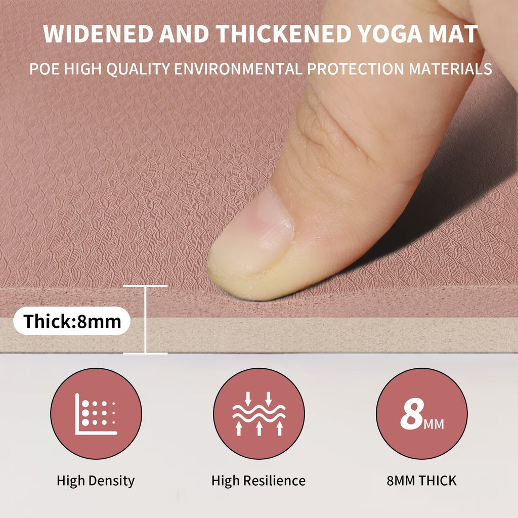 8Mm Large Yoga Mat (6'X 4') with Soft Fabric - Extra Long and Wide 72 X 48 X 0.32 Inches, Non-Slip Surface, Eco-Friendly, Lightweight, Thick Wide Yoga Mat for Home Workouts.(Brown+Apricot)