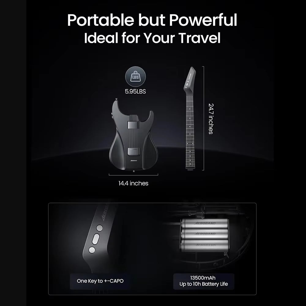 Guitar Electric Guitar Pain-Free Silicone String Travel All-In-One 9 Sound Styles Acoustic Bass with Speaker Microphone