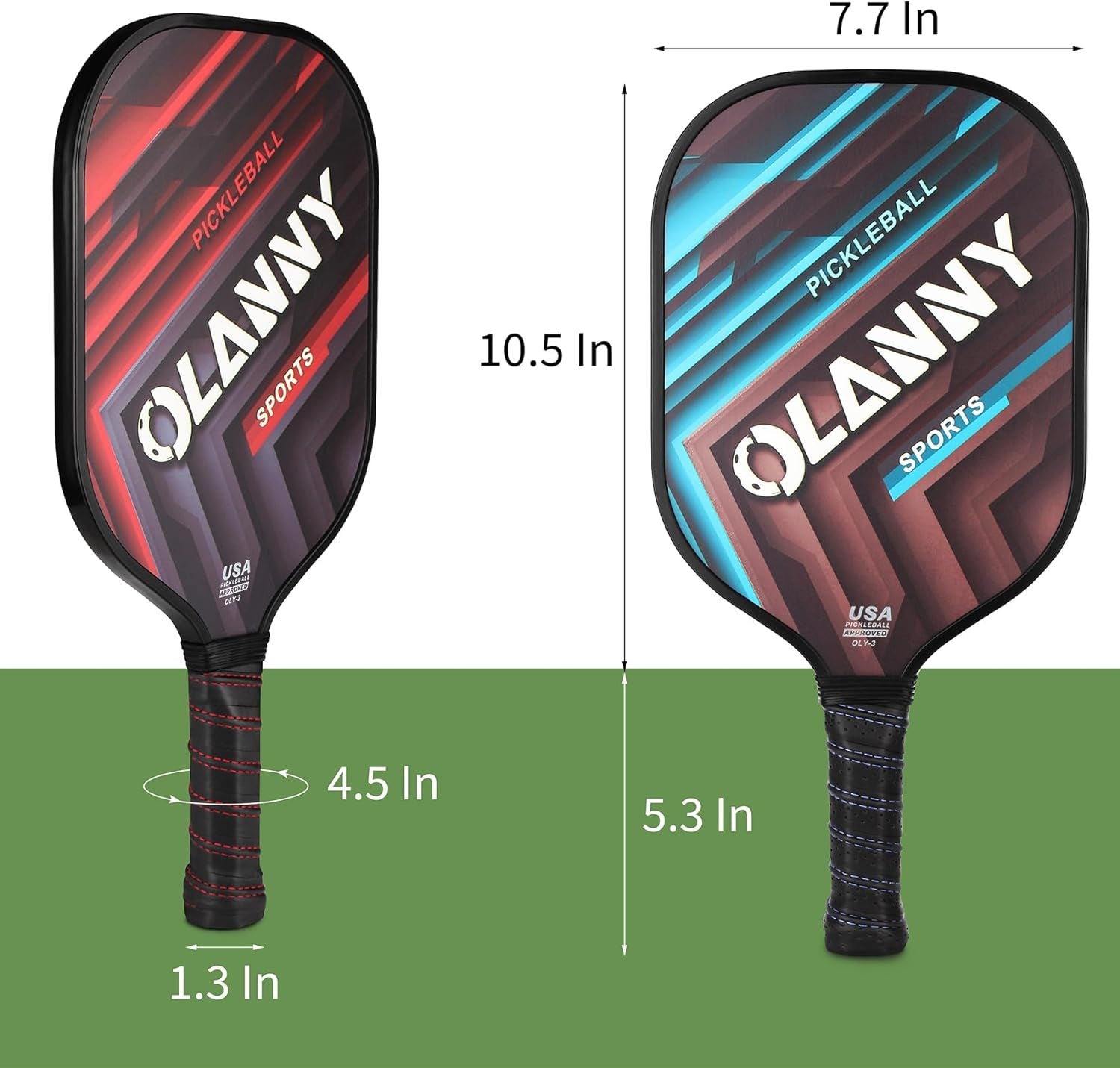 OLANNY Graphite Pickleball Paddles Set- Premium Rackets Fiber Face & Polymer Honeycomb Core Pickleball Set Includes Pickleball Paddles + Pickleball Balls+ Replacement Soft Grip + 1 Bag