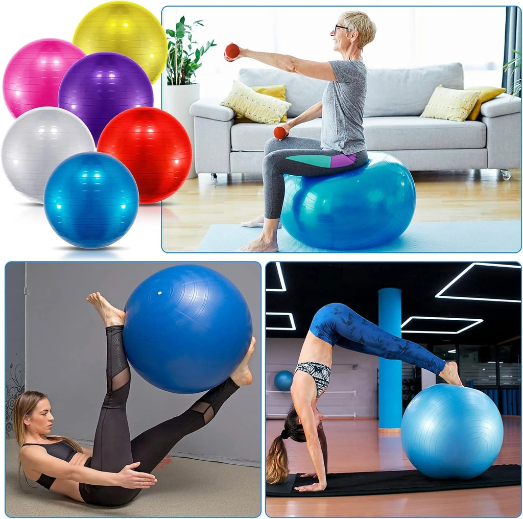 Innotech Extra Thick Yoga Ball Exercise Ball, 5 Sizes Gym Ball, Heavy Duty Ball Chair for Balance, Stability, Pregnancy, Quick Pump Included.