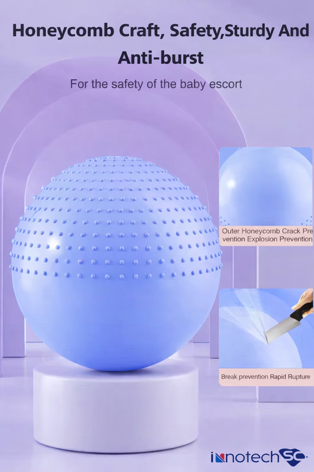 65 Cm (25.5 Inch) 2-In-1 Massage & Yoga Exercise Ball with Pump, Anti-Burst Stability Ball for Fitness, Pregnancy, Office Chair & Balance Training, Blue