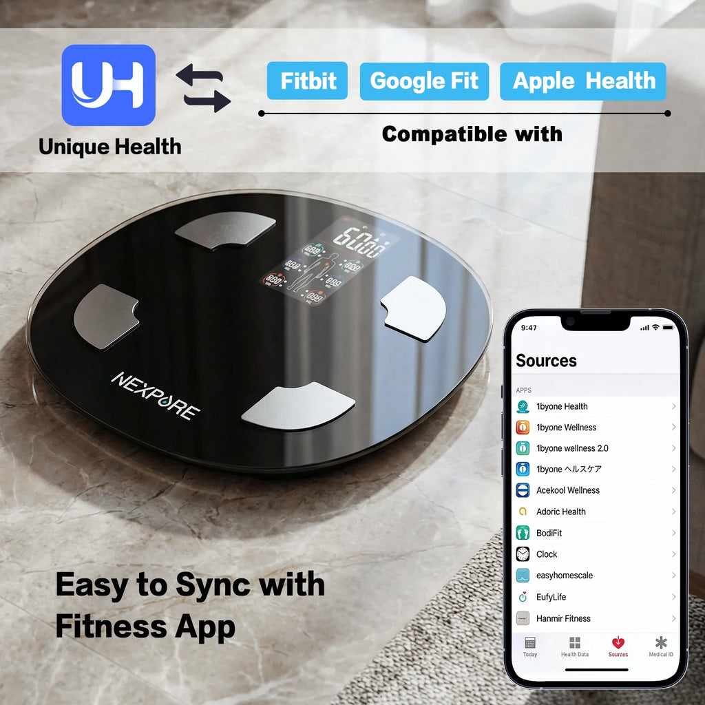 Smart Body Weight Scale, 24-In-1 Digital BMI Bathroom Scale, with Body Fat & Muscle Mass, Bluetooth, 400Lb