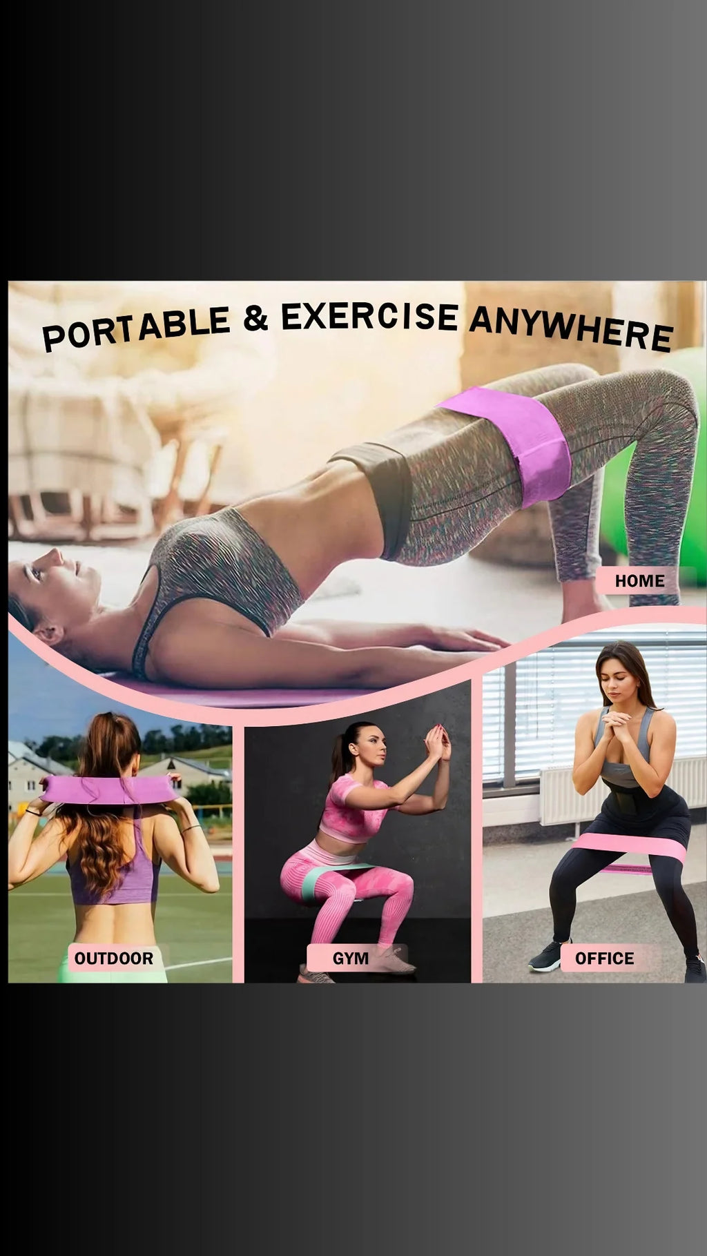 Fabric Resistance Bands for Legs and Butt Home Workout - Non Slip Booty Bands Set