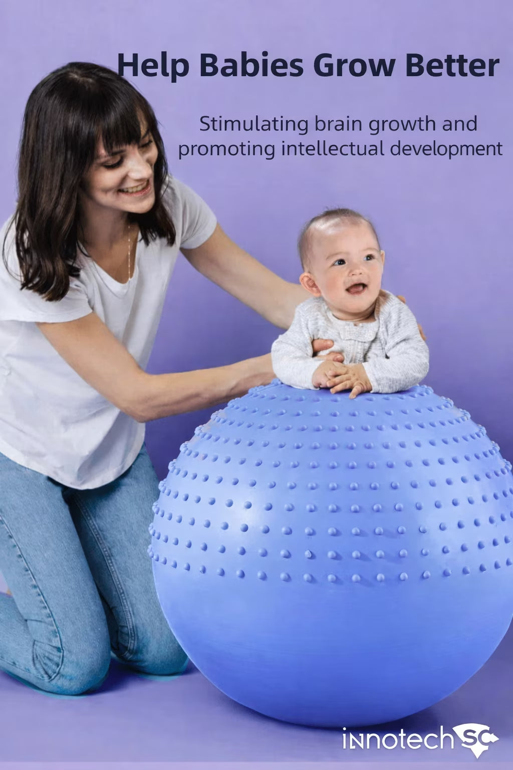 65 Cm (25.5 Inch) 2-In-1 Massage & Yoga Exercise Ball with Pump, Anti-Burst Stability Ball for Fitness, Pregnancy, Office Chair & Balance Training, Blue