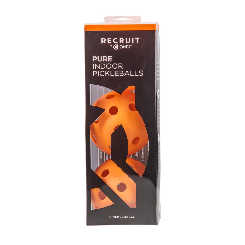 (5 Pack) Recruit by  Pickleball Pure Indoor Balls (Orange, 3-Pack), New, 2.5 Lb