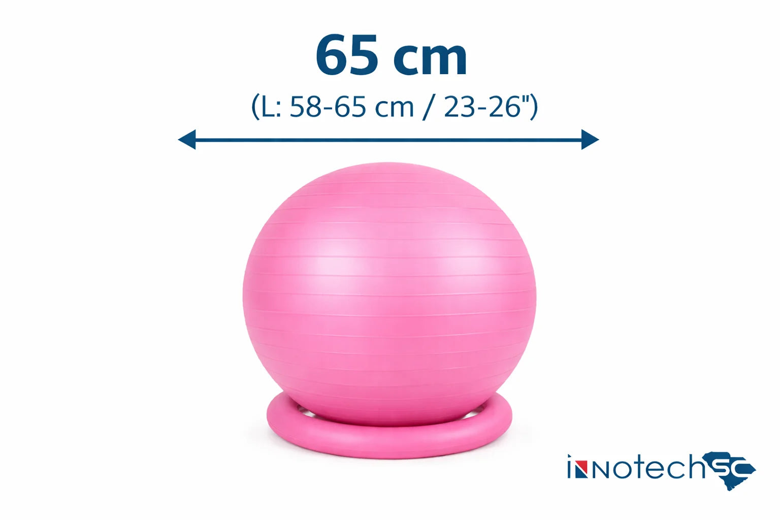 65Cm Yoga Ball with Base & Resistance Bands – Anti-Burst Matte Stability Ball – 750 Lb Capacity – Includes Pump & Straps – 1 Pack – Pink