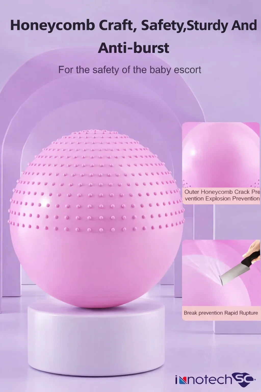 65 Cm (25.5 Inch) 2-In-1 Massage & Yoga Exercise Ball with Pump, Anti-Burst Stability Ball for Fitness, Pregnancy, Office Chair & Balance Training, Pink