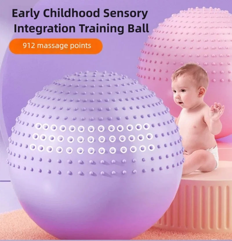 65 Cm (25.5 Inch) 2-In-1 Massage & Yoga Exercise Ball with Pump, Anti-Burst Stability Ball for Fitness, Pregnancy, Office Chair & Balance Training, Purple
