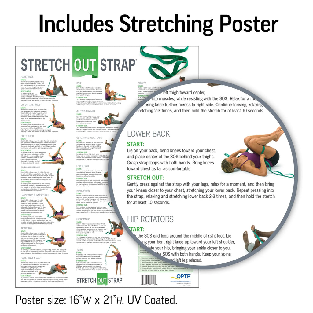 The Original Stretch Out Strap with Exercise Poster, USA Made Top Choice Stretch Out Straps for Physical Therapy, Yoga Stretching Strap or Knee Therapy Strap by