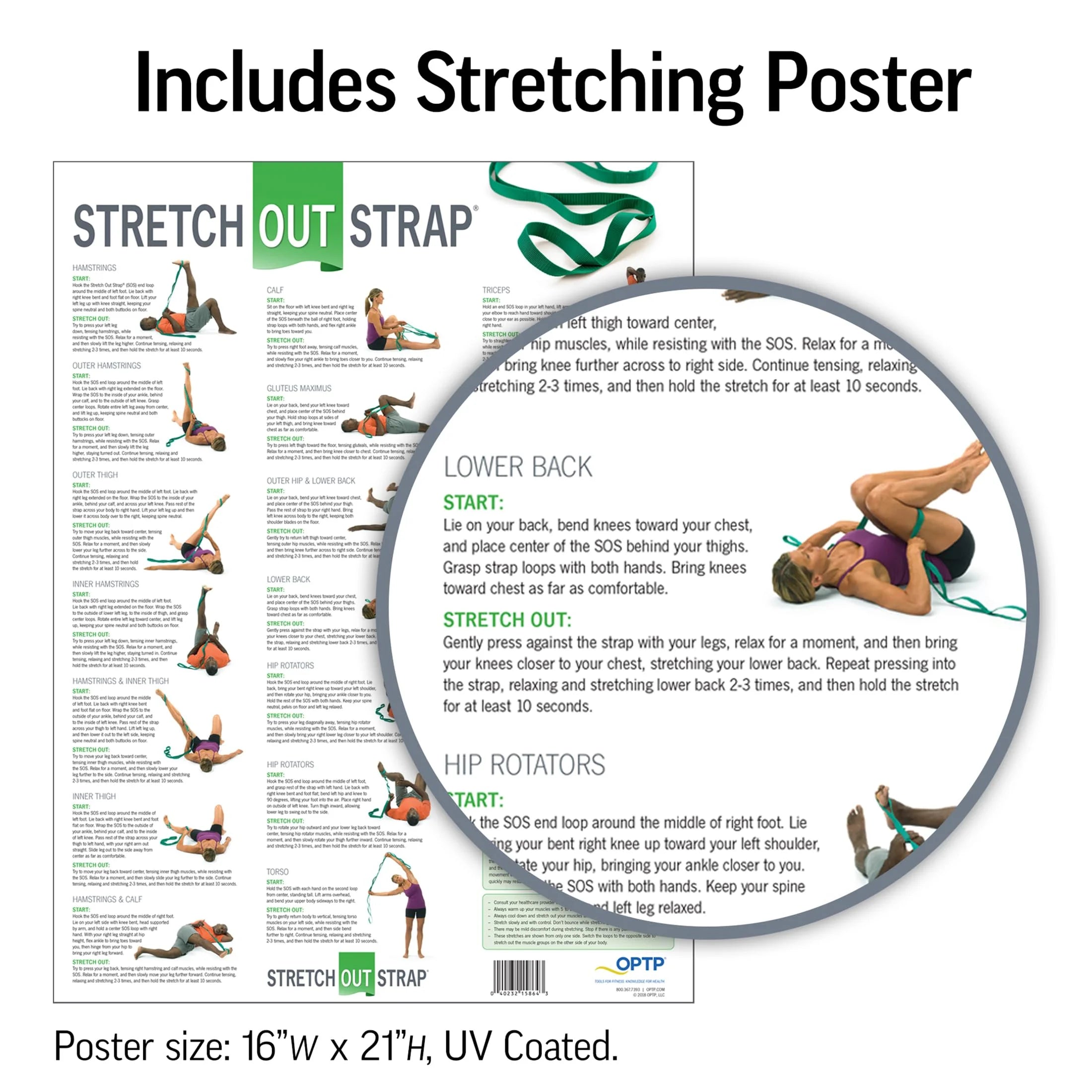 The Original Stretch Out Strap with Exercise Poster, USA Made Top Choice Stretch Out Straps for Physical Therapy, Yoga Stretching Strap or Knee Therapy Strap by